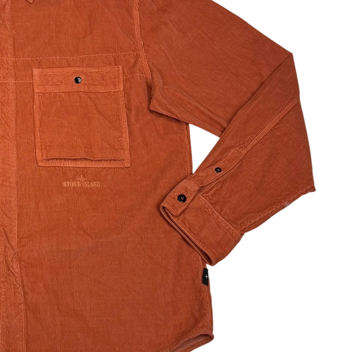 Stone Island Orange Embroidered Spell Out Overshirt Jacket