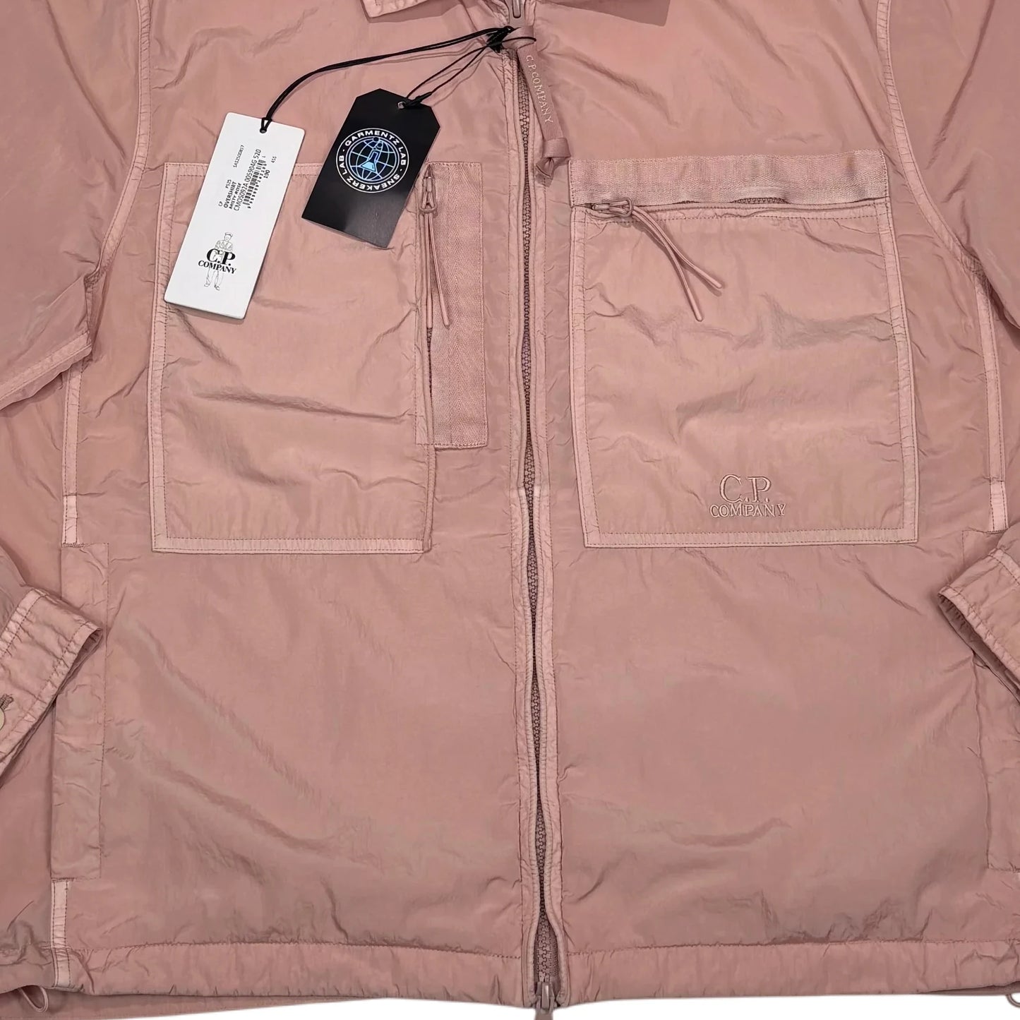 C.p. Company Pink Embroidered Spell Out Lightweight Jacket