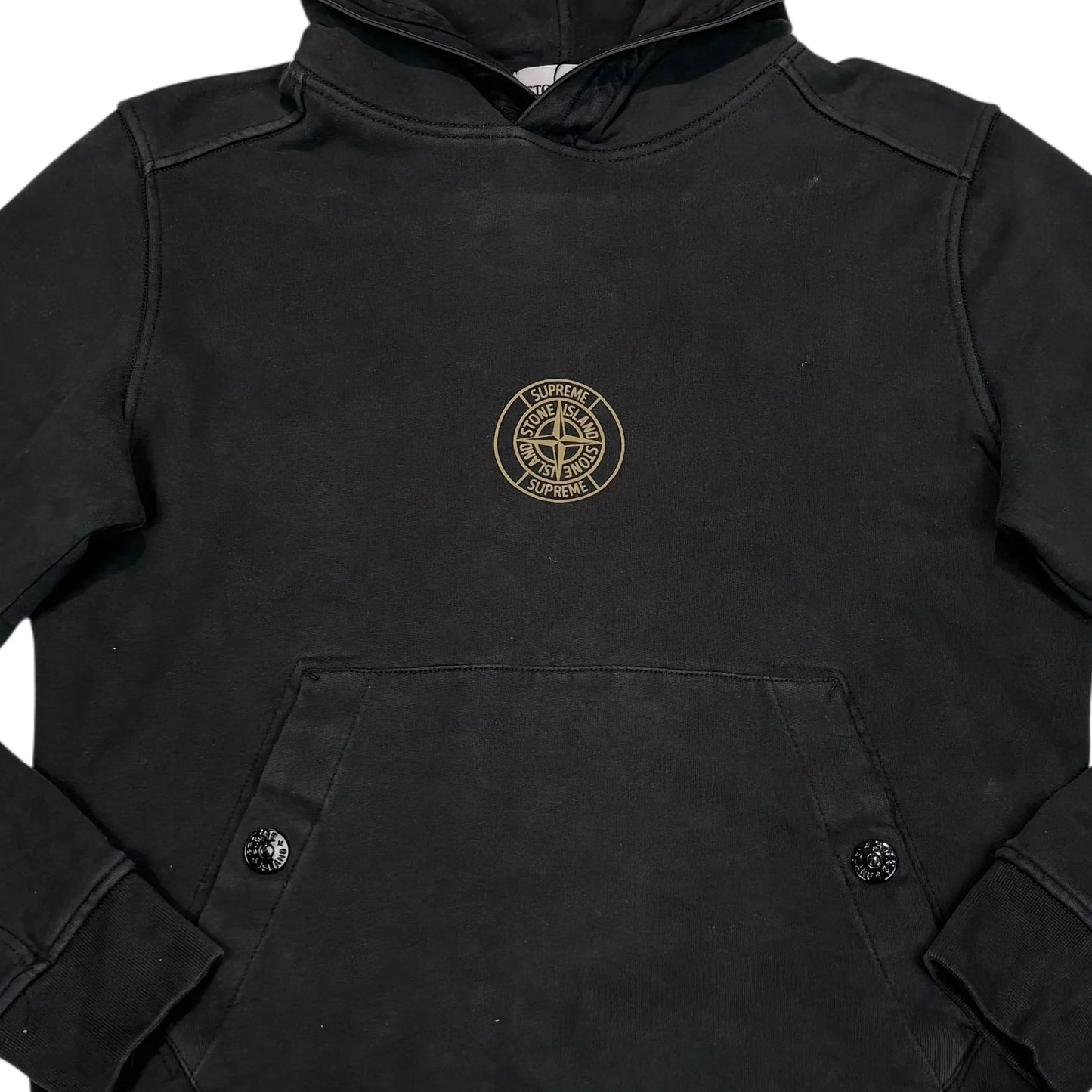 Stone Island x Supreme Black Compass Patch Hoodie