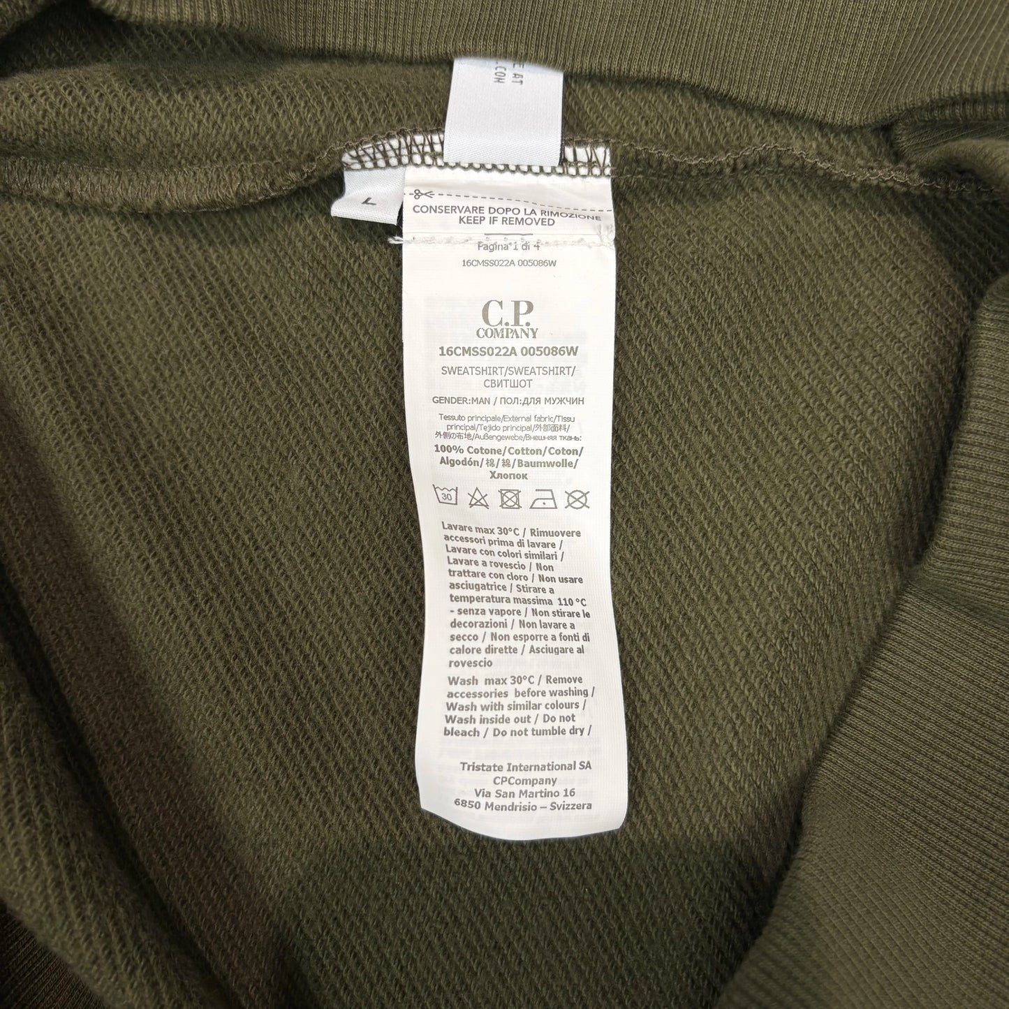 C.p. Company Green Single Goggle Crewneck Jumper