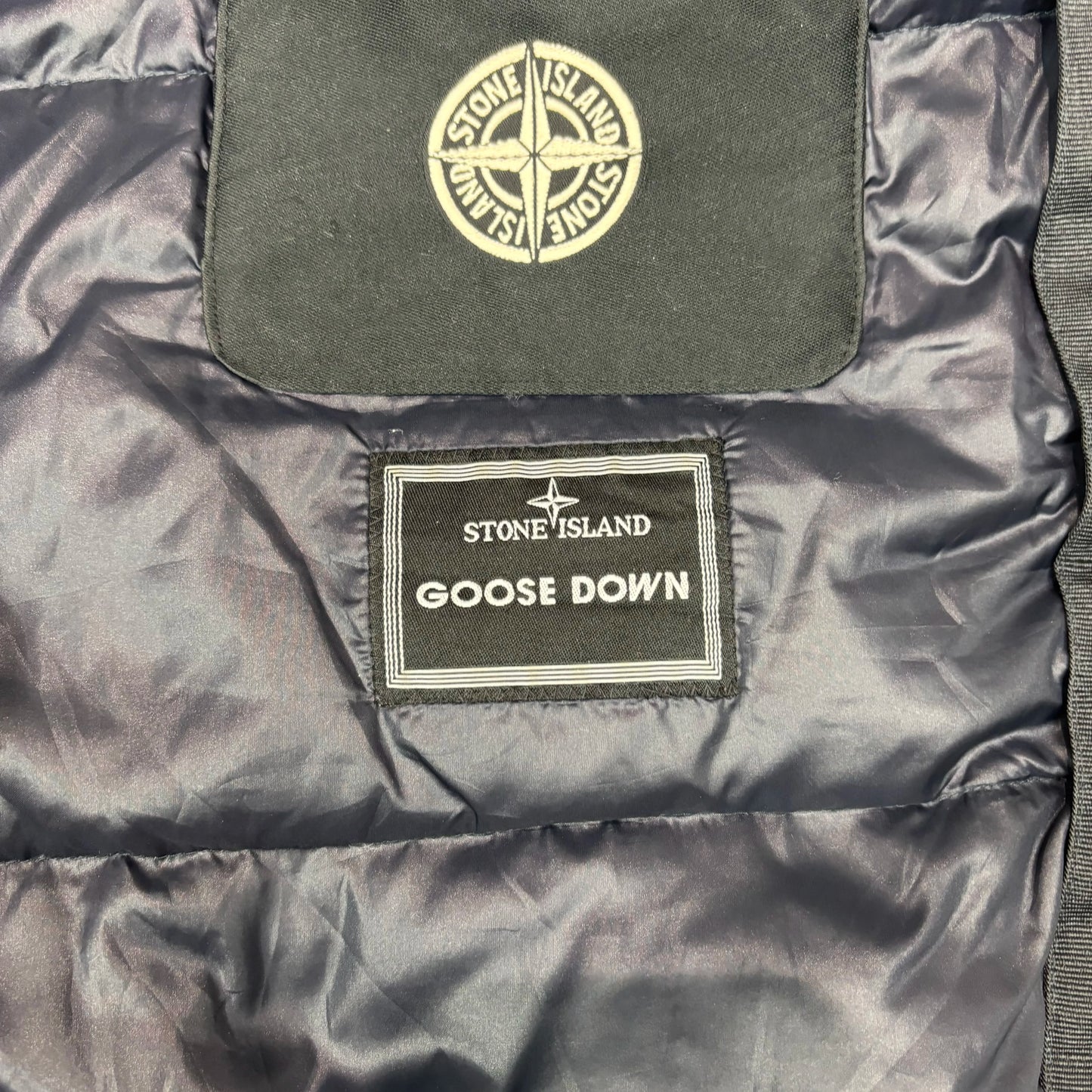 Stone Island Navy Mesh Badge Goose Down Puffer Jacket
