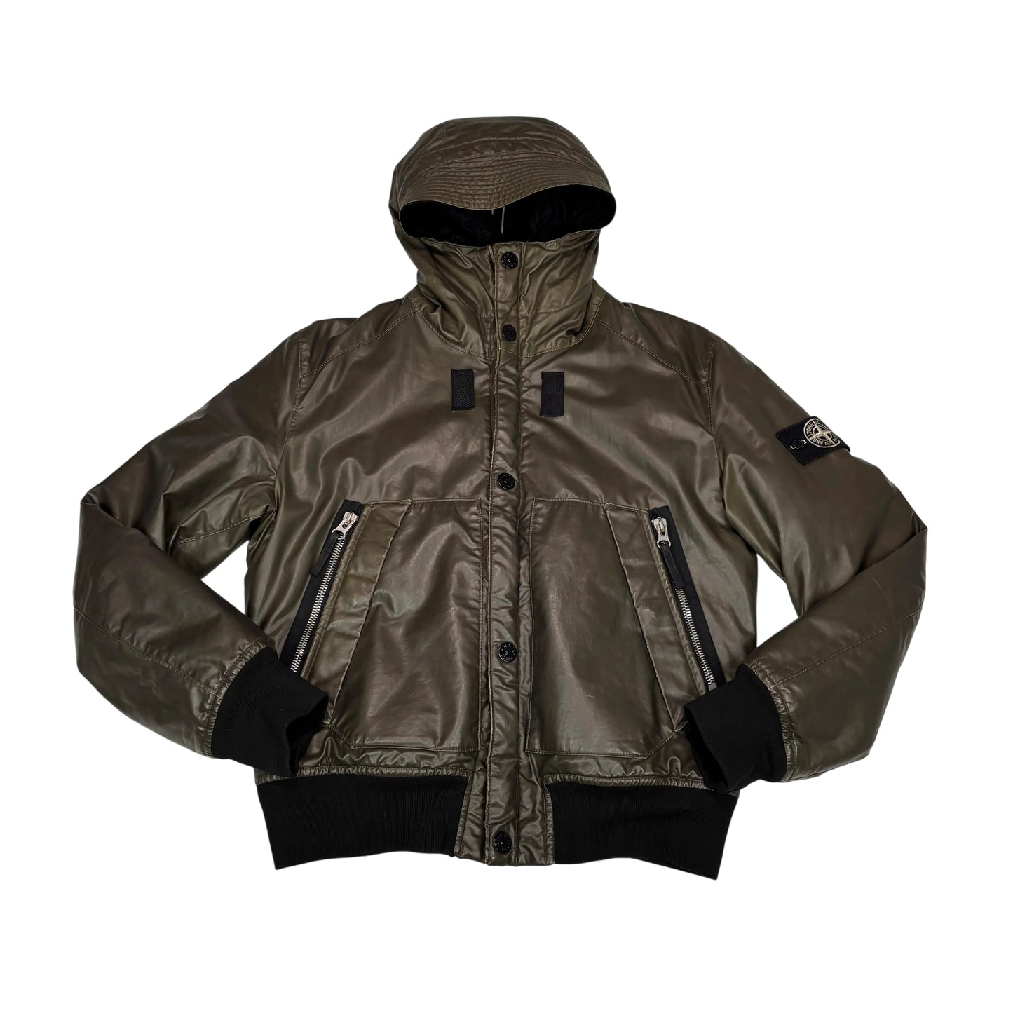 Stone Island Green Special Process Waxed Ice Jacket