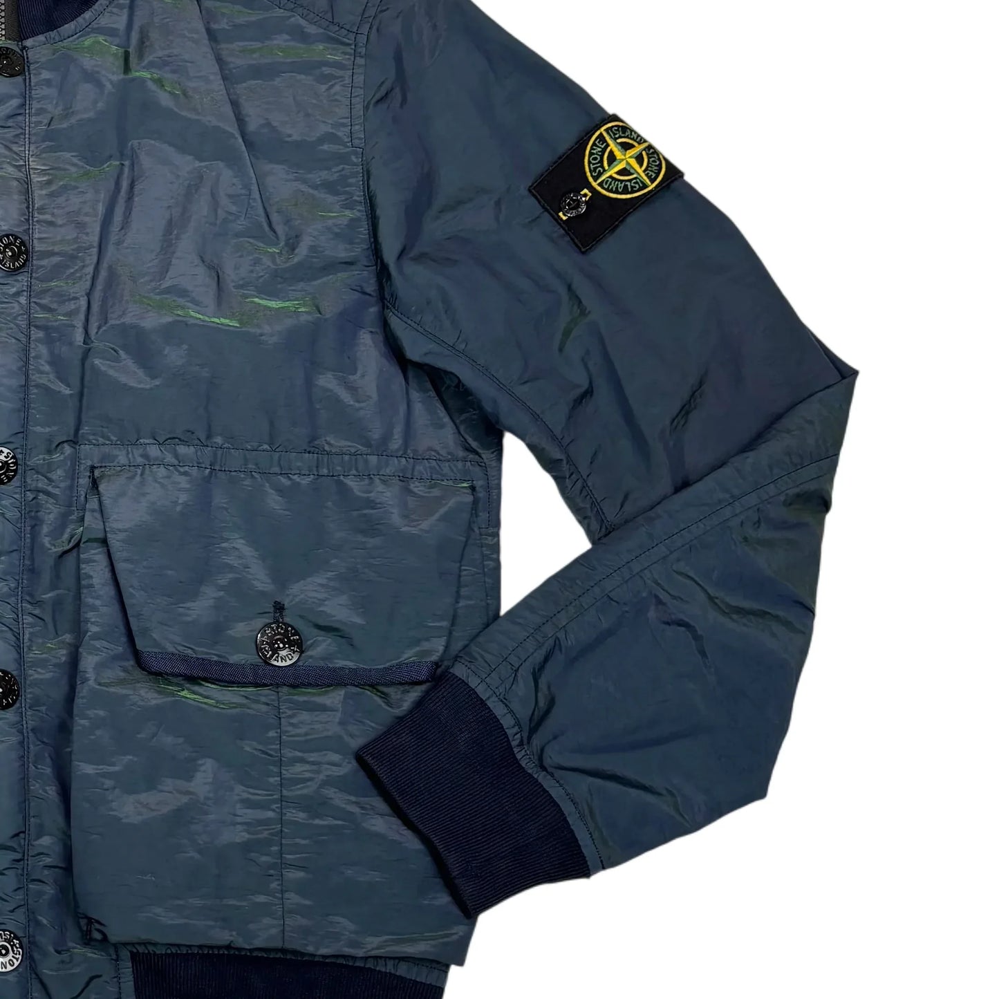 Stone Island Blue Nylon Metal Watro Colour Weft Bomber Jacket