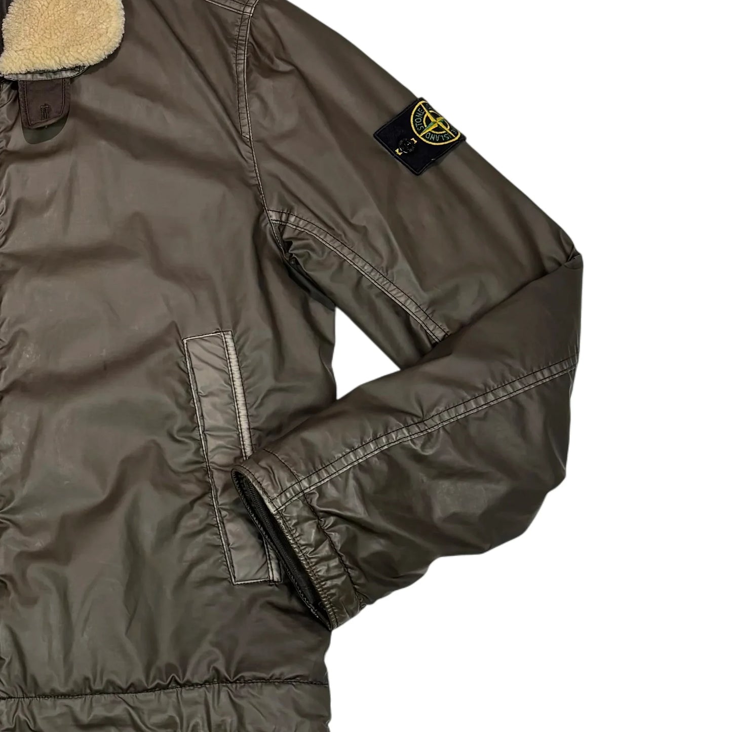 Stone Island Brown Mussola Gommata Collared Jacket
