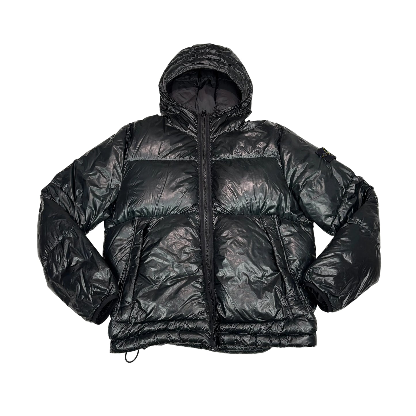 Stone Island Black Pertex Quantum Y Down Compass Patch Puffer Jacket