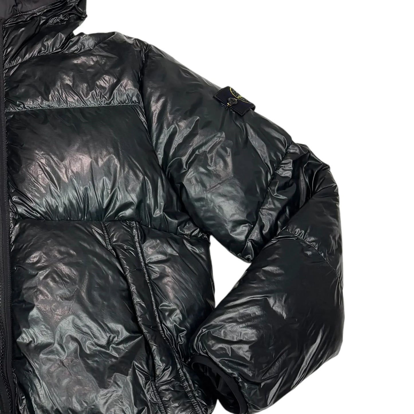 Stone Island Black Pertex Quantum Y Down Compass Patch Puffer Jacket