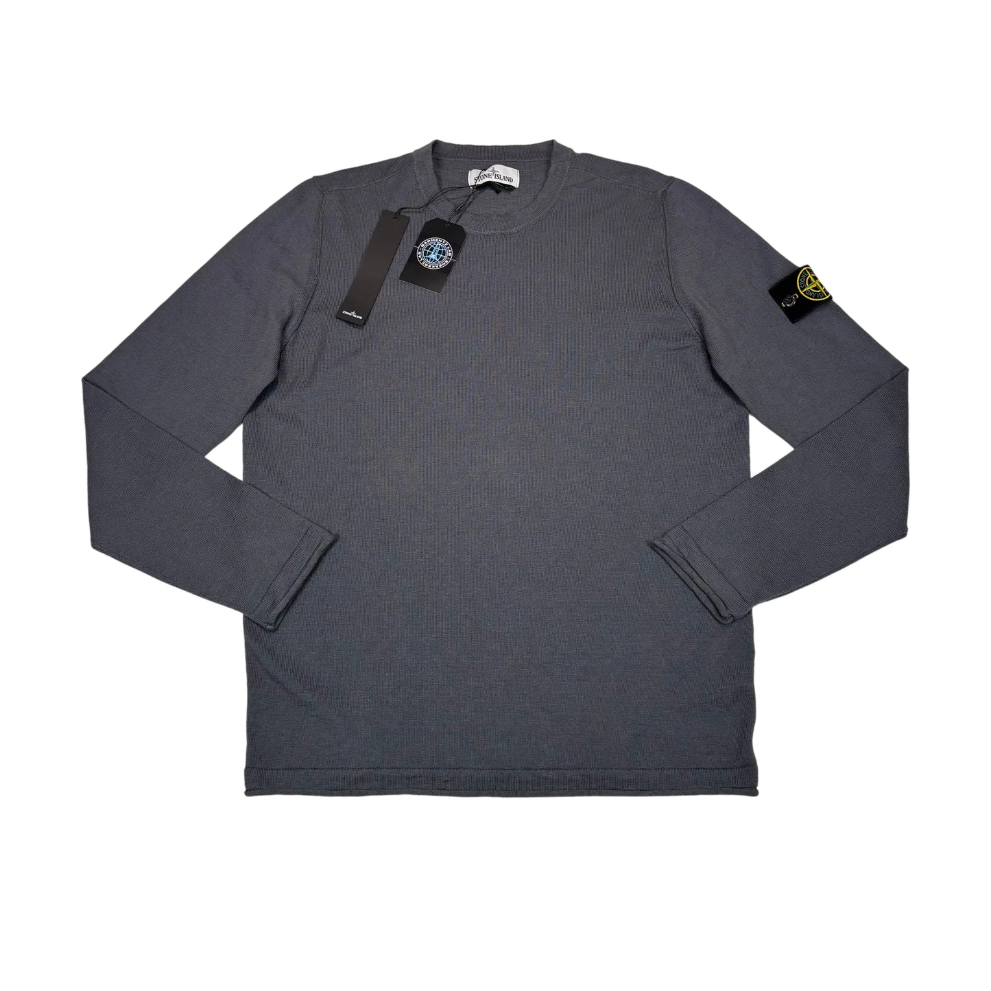 Stone Island Grey Compass Patch Crewneck Jumper