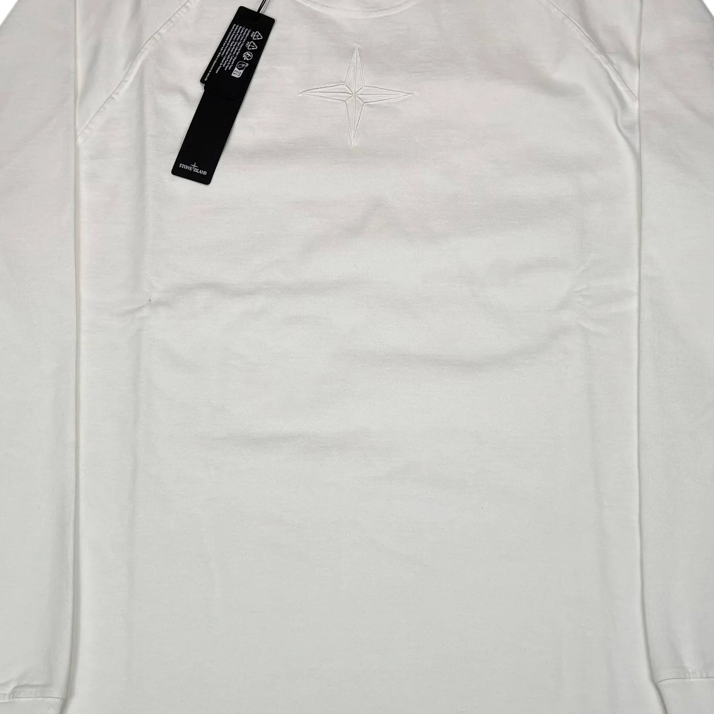 Stone Island White with Front and Rear Embroidery Crewneck Jumper