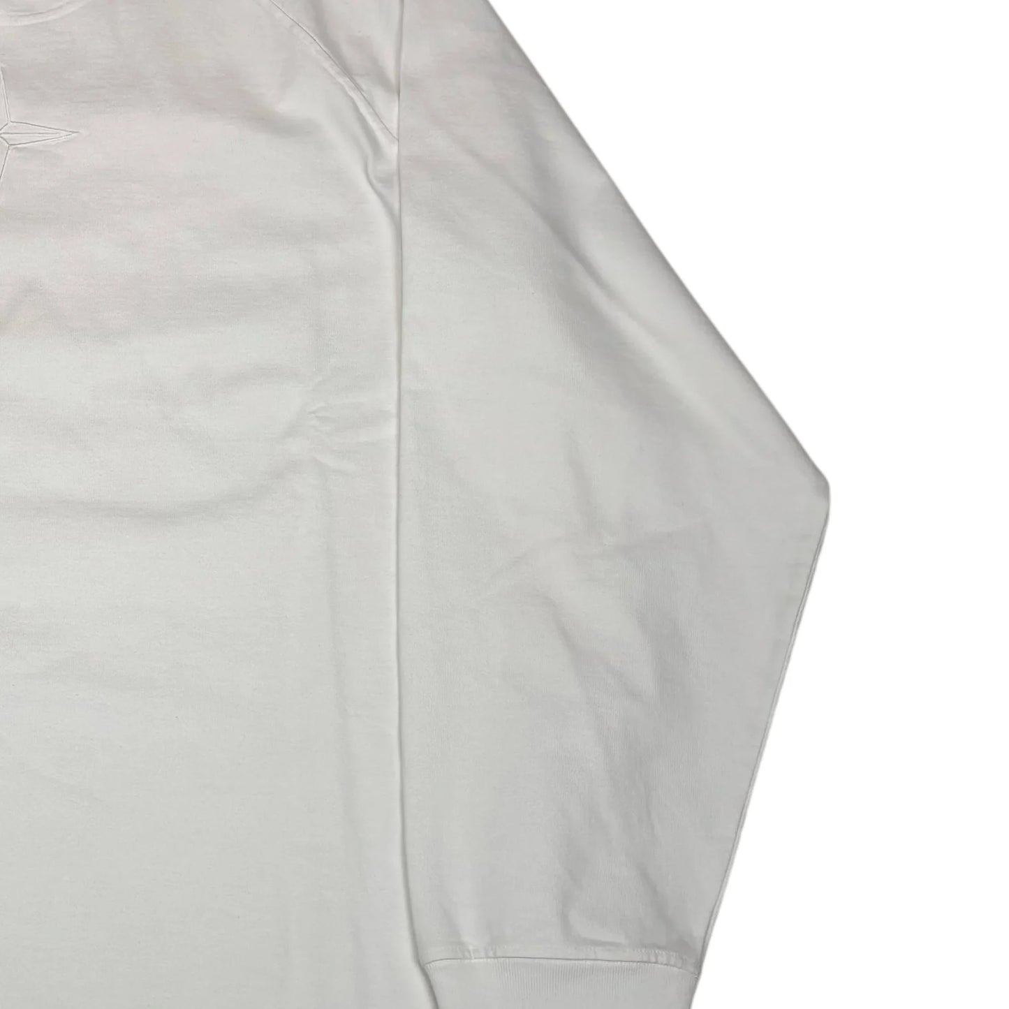 Stone Island White with Front and Rear Embroidery Crewneck Jumper