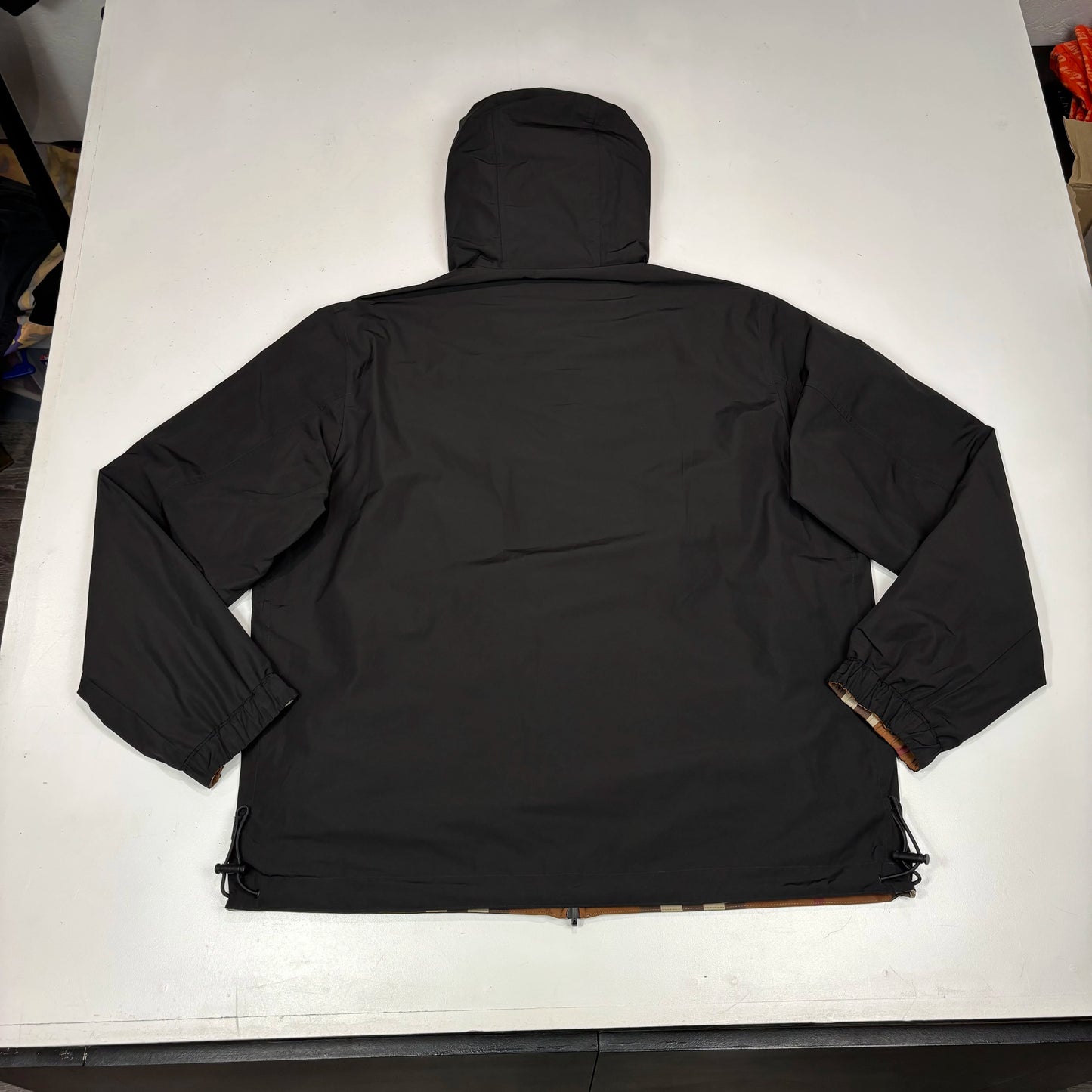 Burberry Black with Reverseable Check Water Resistant Hooded Jacket