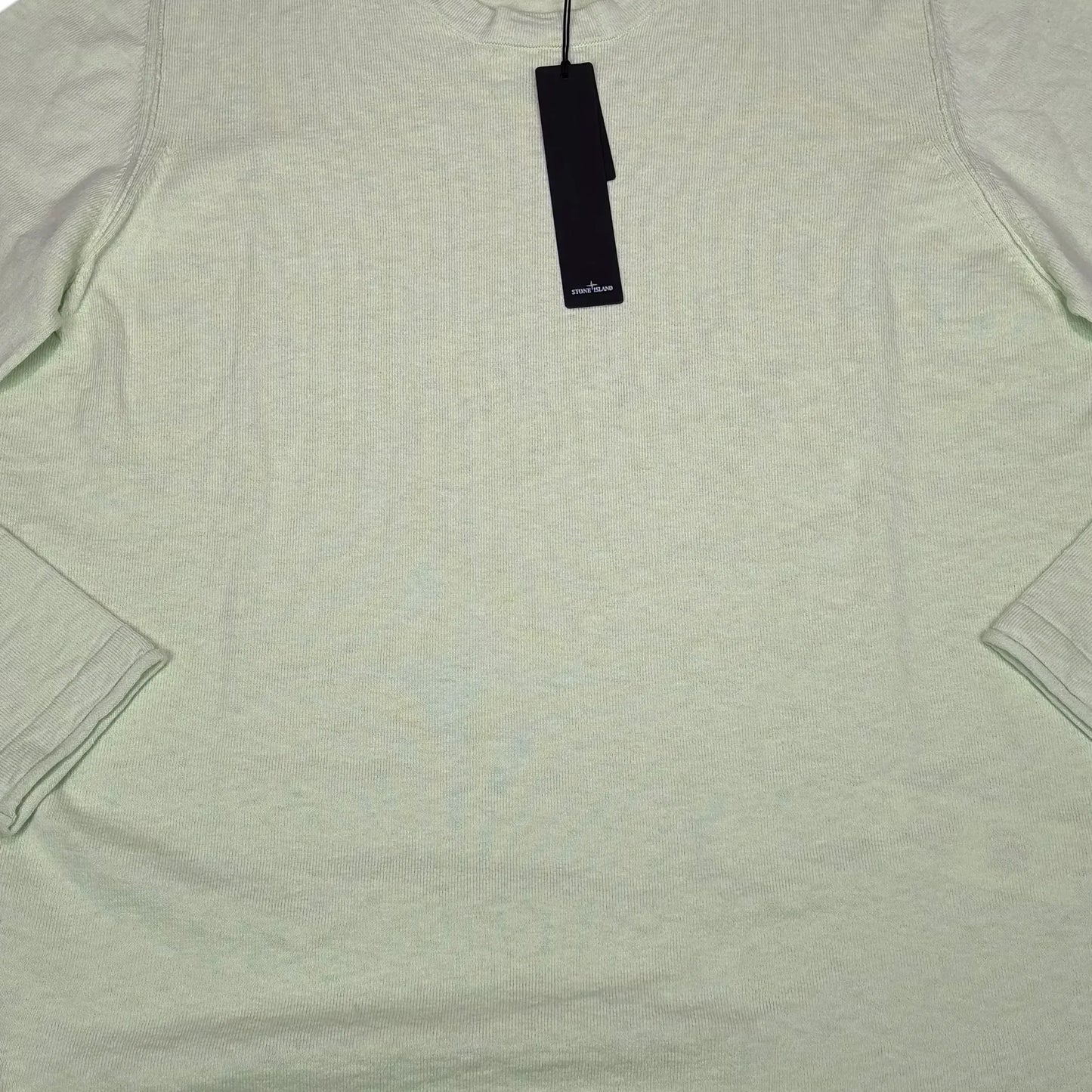 Stone Island Lime Green Compass Patch Crewneck Jumper