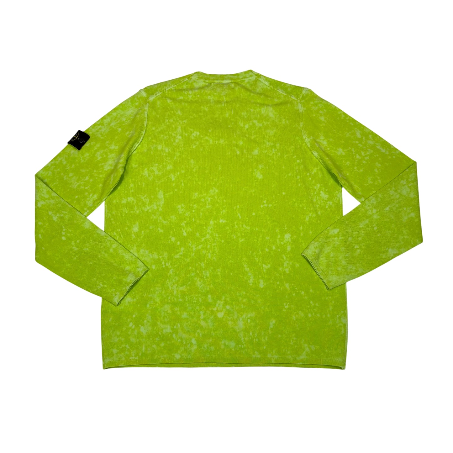 Stone Island Yellow Acid Wash Compass Patch Lightweight Crewneck Jumper