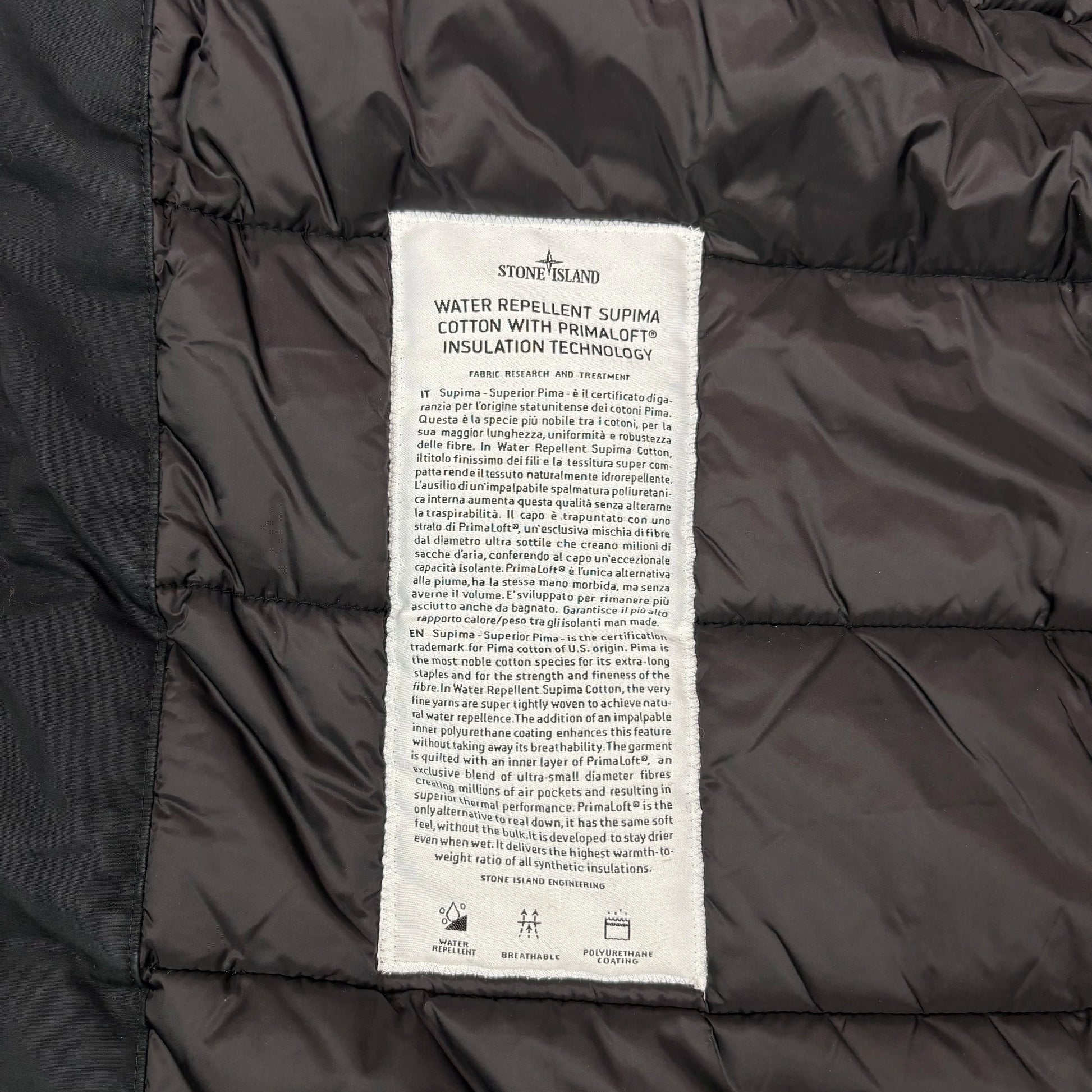 Stone Island Black Water Repellant Supima Parka Jacket