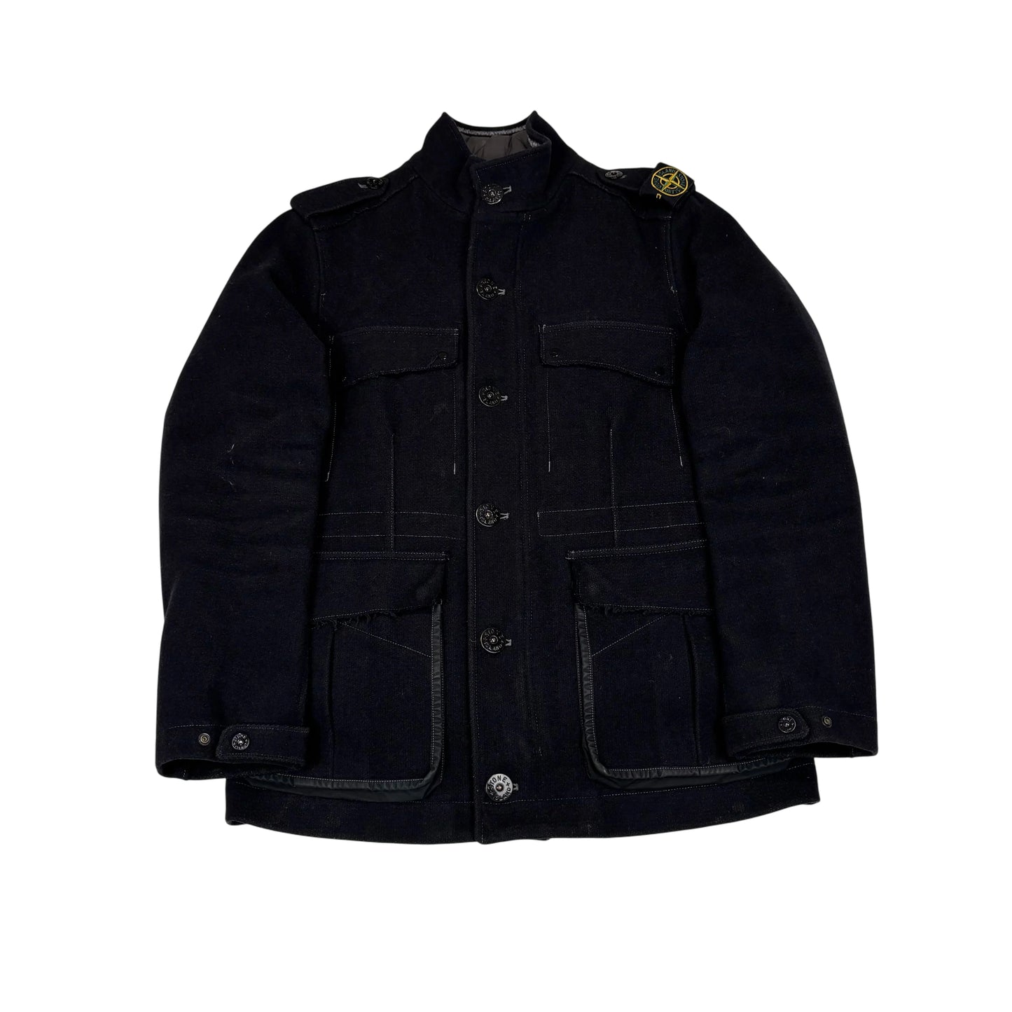 Stone Island Navy Blue Shoulder Badge with Internal Lining Jacket