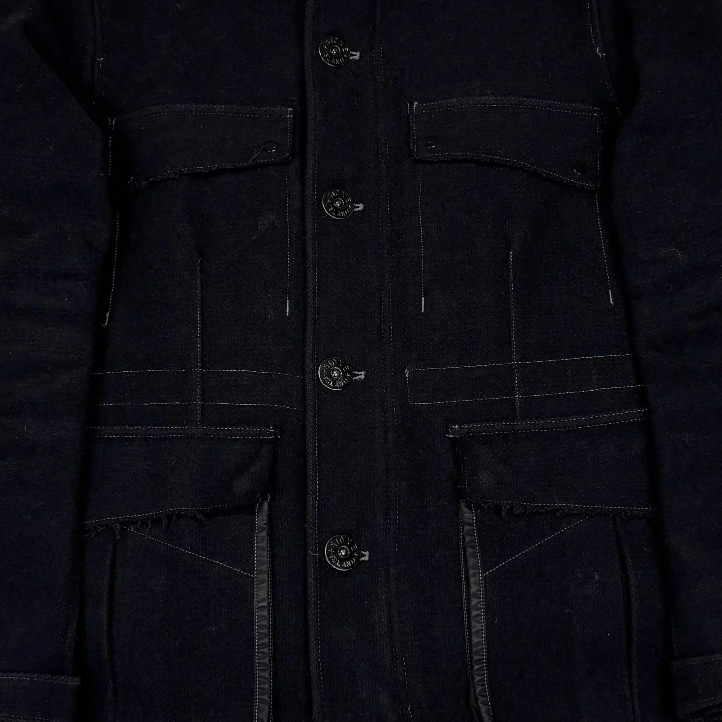 Stone Island Navy Blue Shoulder Badge with Internal Lining Jacket