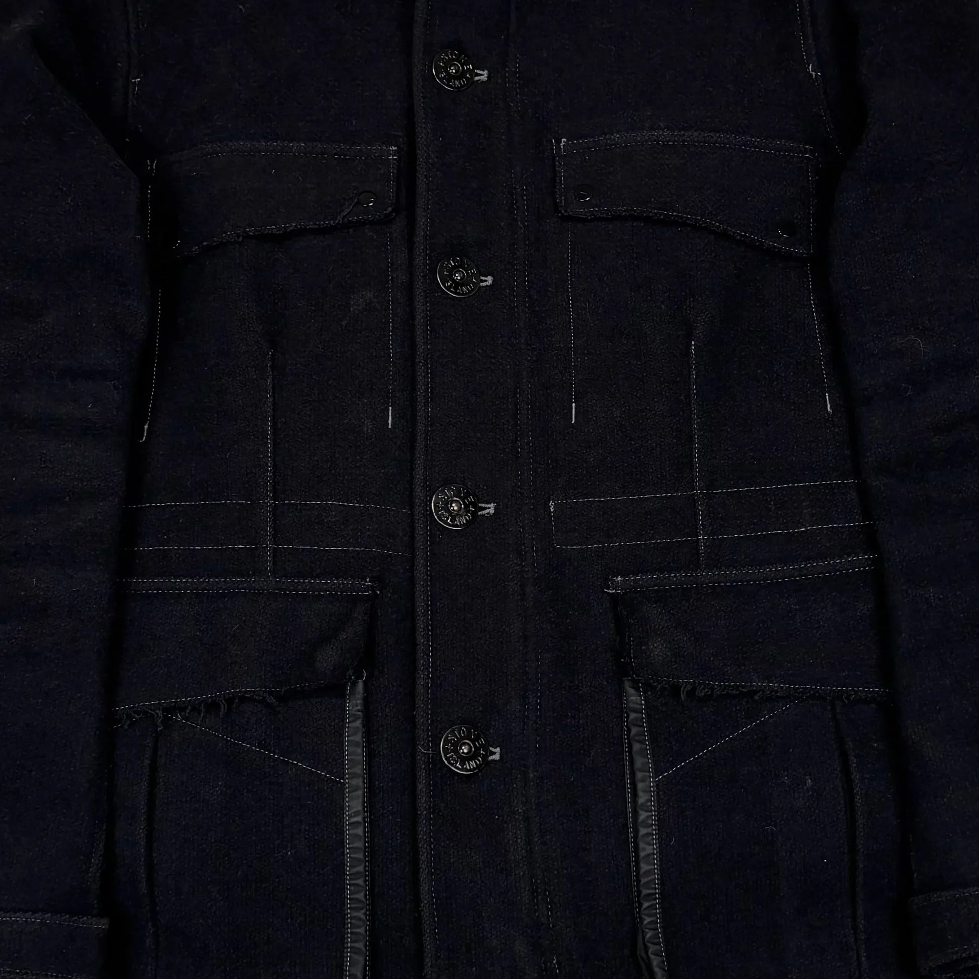 Stone Island Navy Blue Shoulder Badge with Internal Lining Jacket