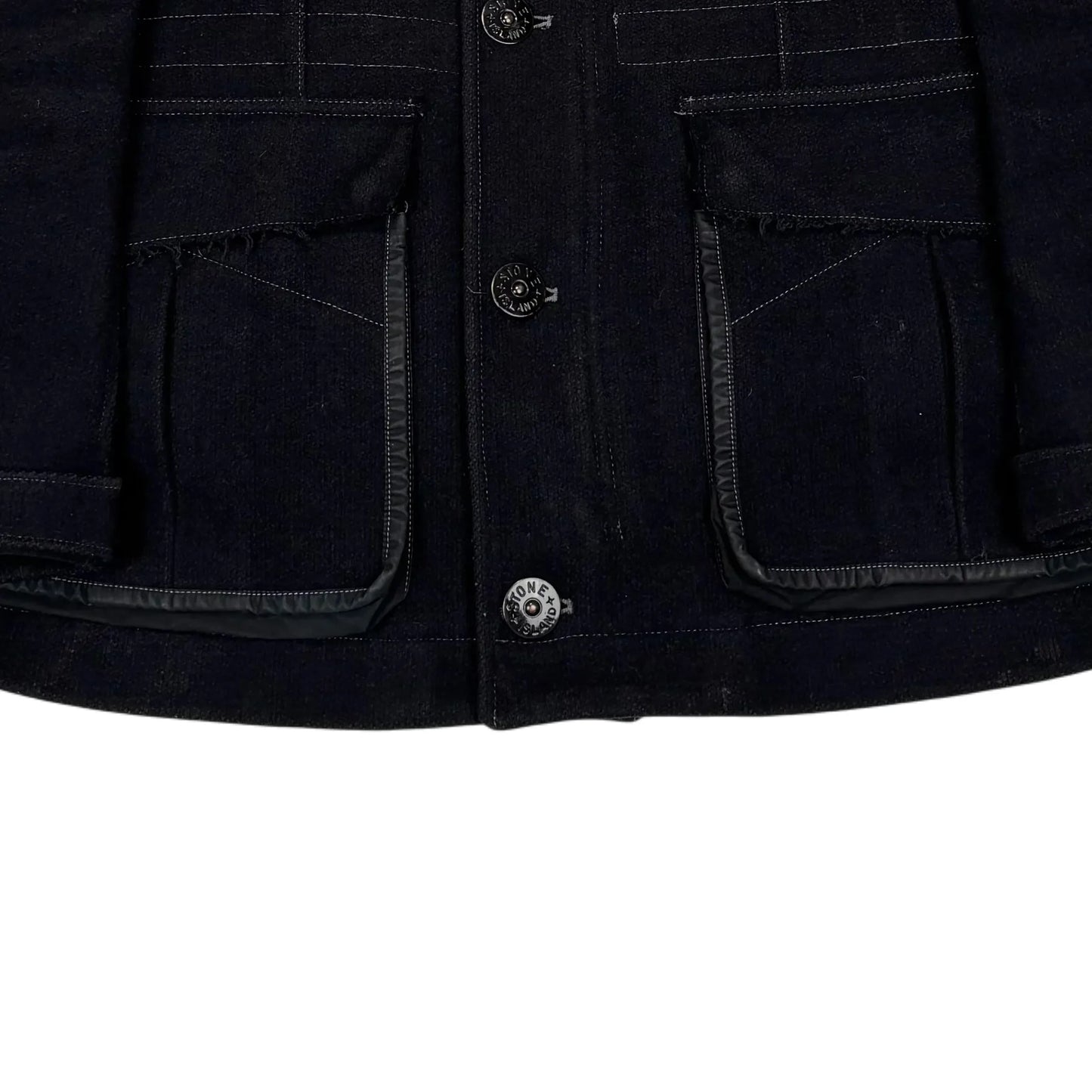 Stone Island Navy Blue Shoulder Badge with Internal Lining Jacket