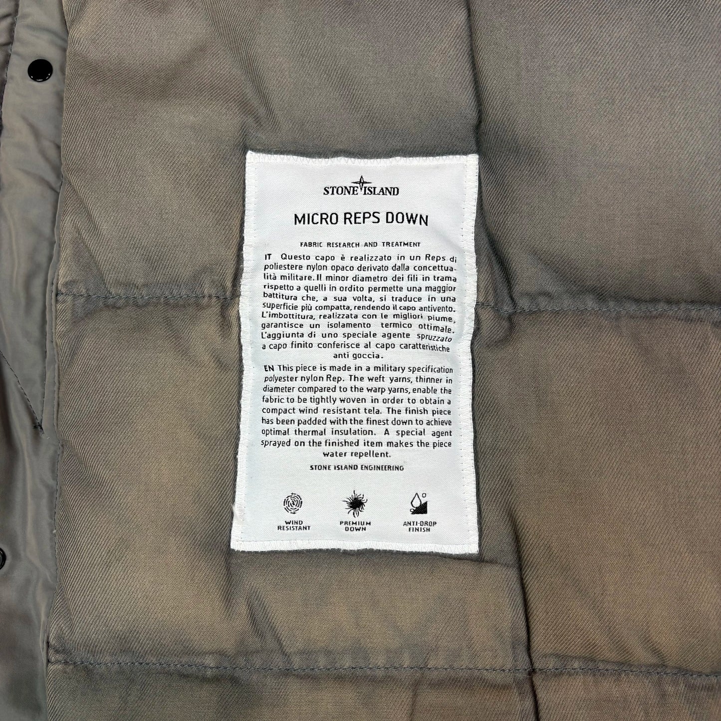 Stone Island Grey Micro Reps Down Parka Jacket