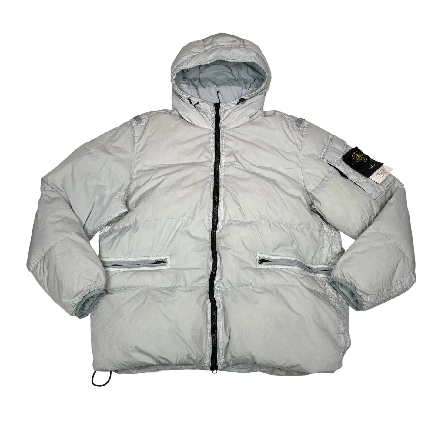 Stone Island Ice Blue Compass Patch Garment Dyed Puffer Jacket