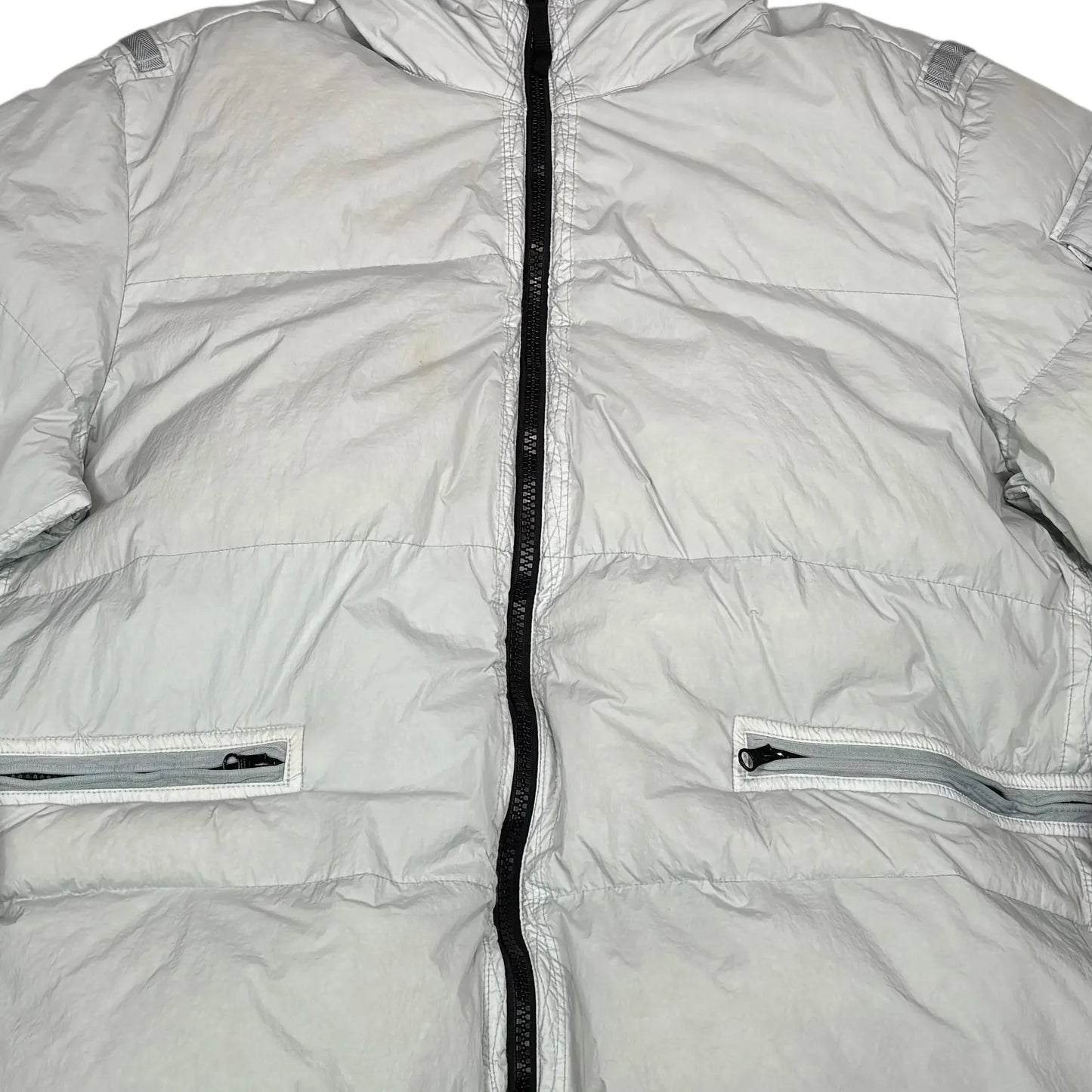 Stone Island Ice Blue Compass Patch Garment Dyed Puffer Jacket