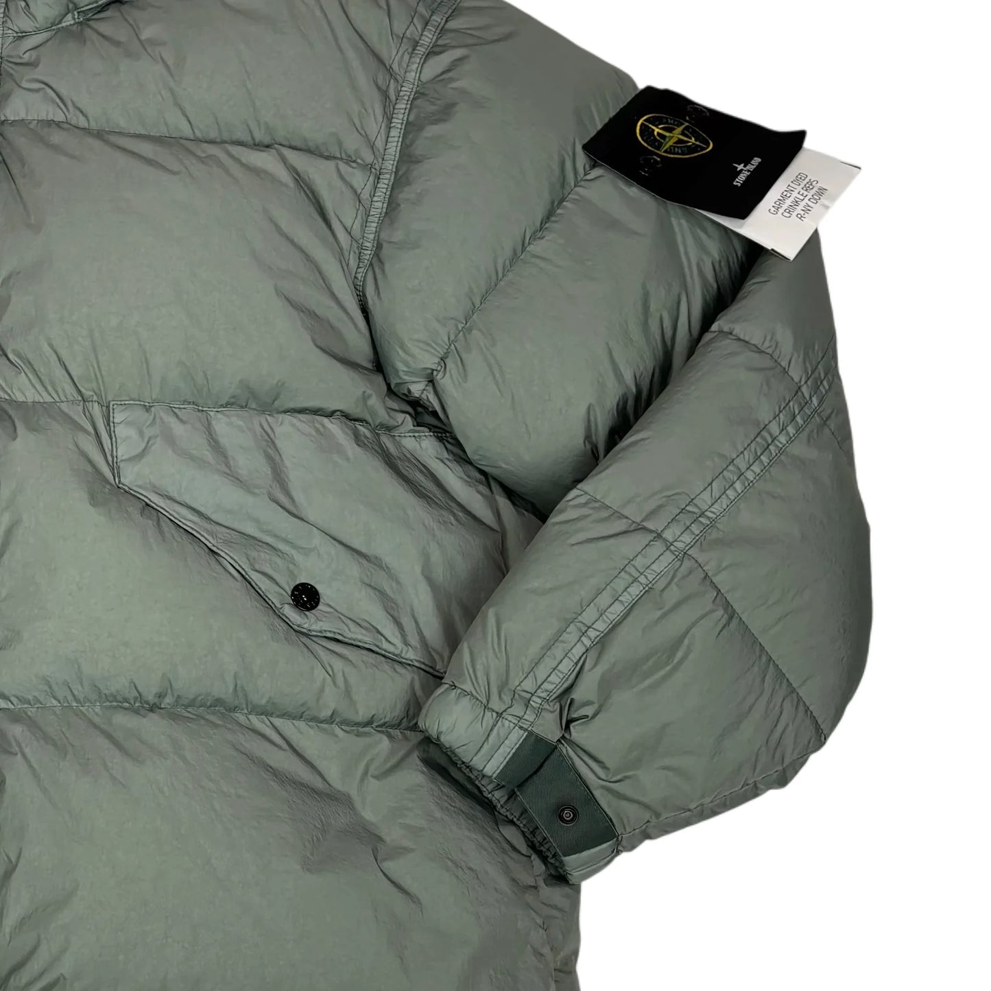 Stone Island Green Garment Dyed Crinkle Reps R-NY Down Jacket