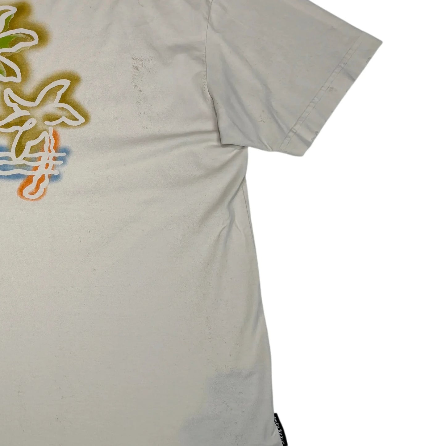 Palm Angels Beige with Front and Back Printed Logo Palm Design T-shirt
