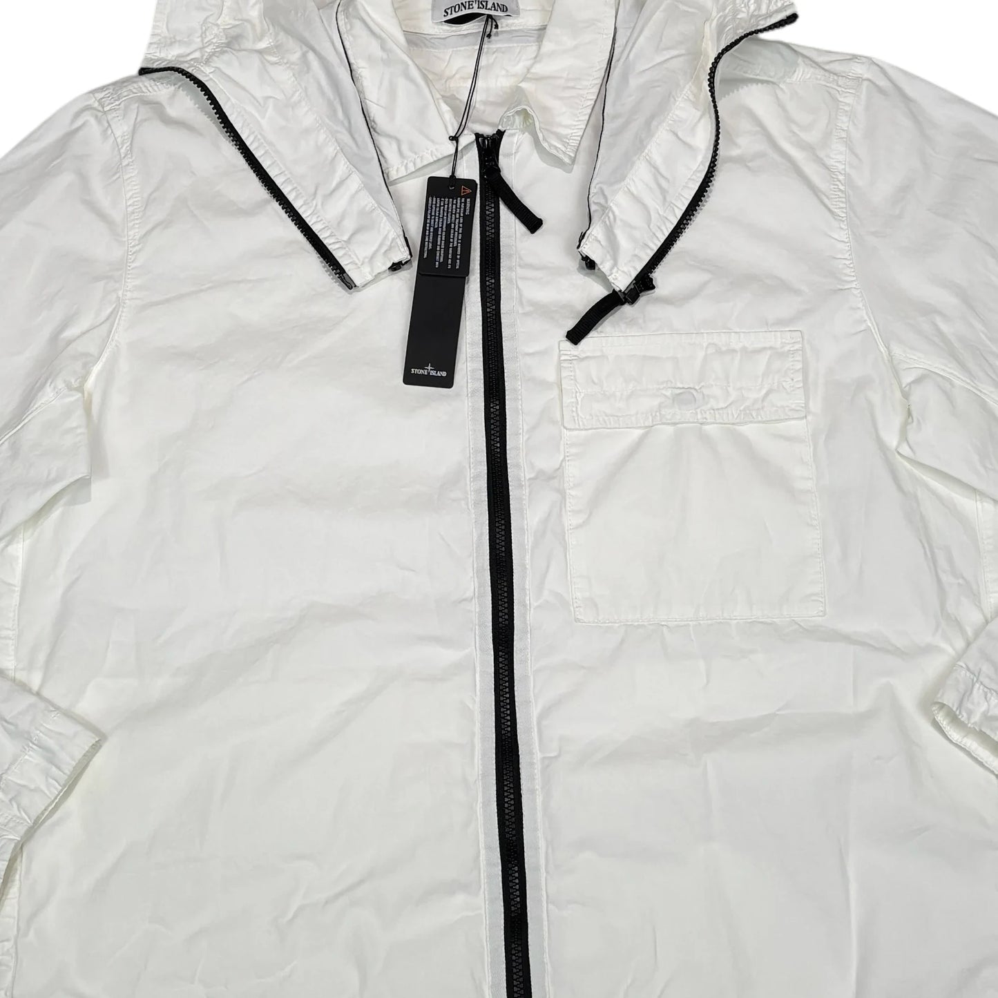 Stone Island White Compass Patch with Removable Hooded Jacket