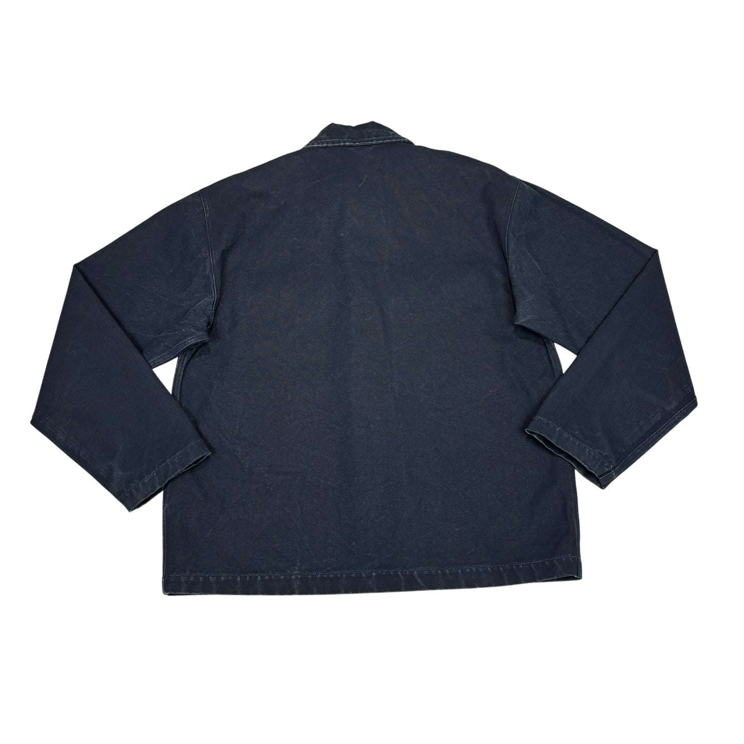 Stone Island Navy Blue Denim Logo Spell Out Overshirt Jacket