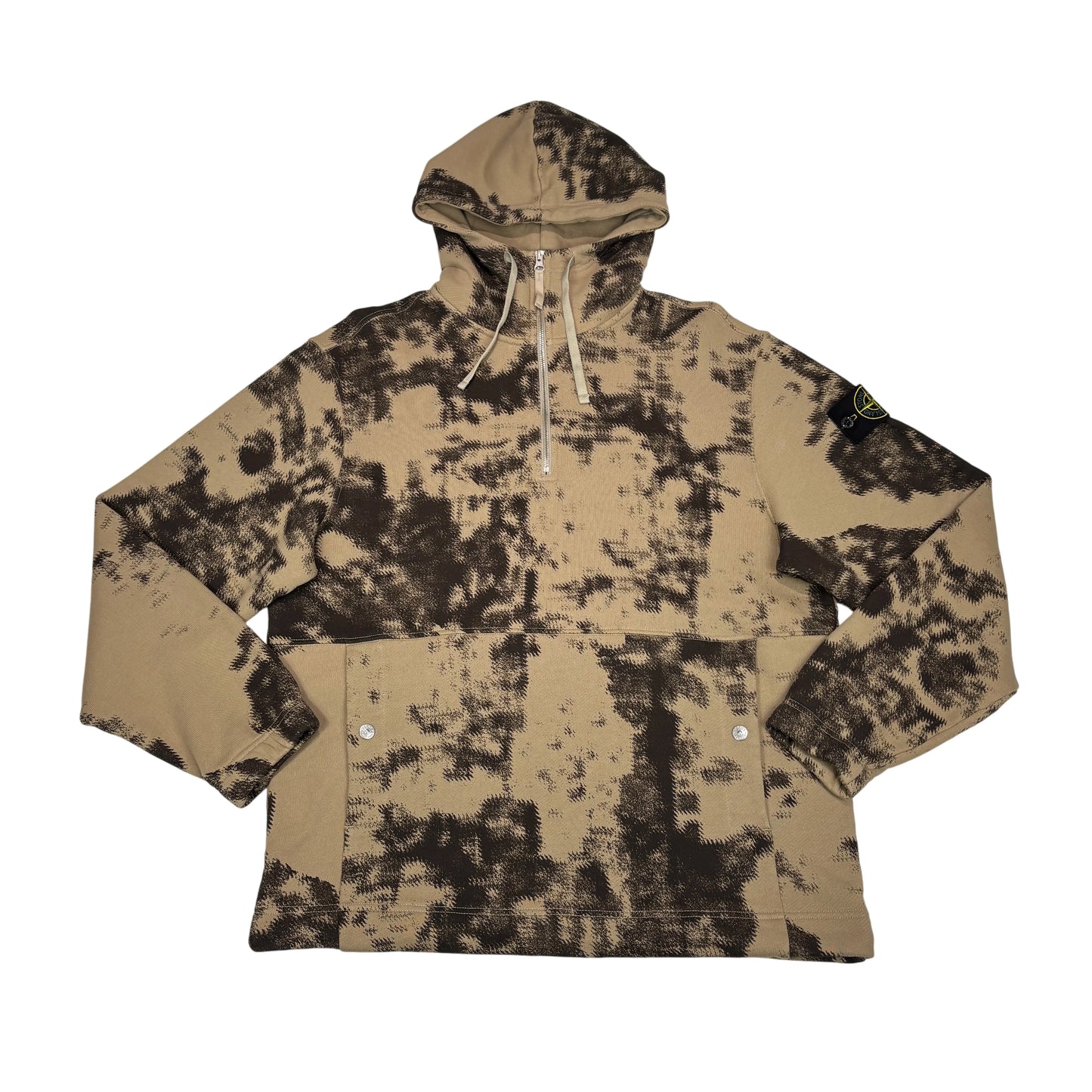 Stone Island Beige Ice Mapping Camo Hoodie