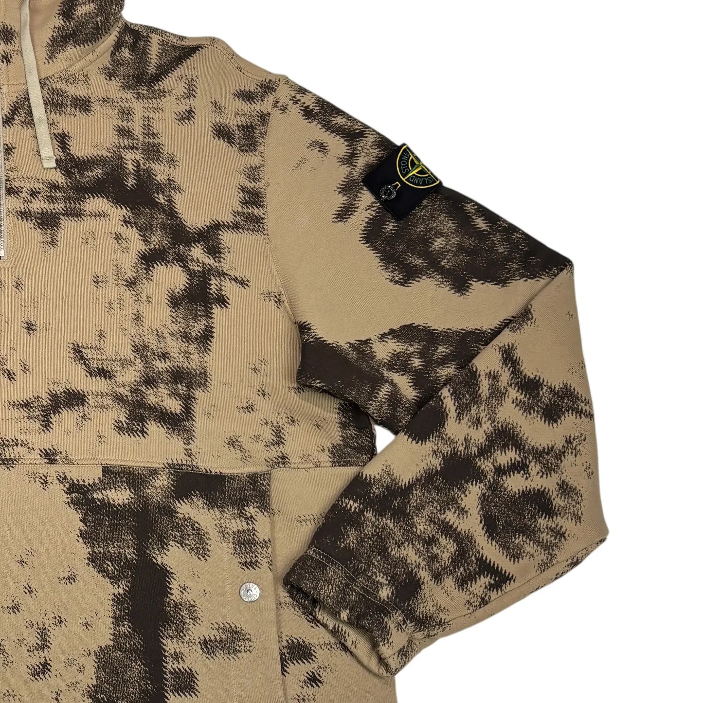 Stone Island Beige Ice Mapping Camo Hoodie