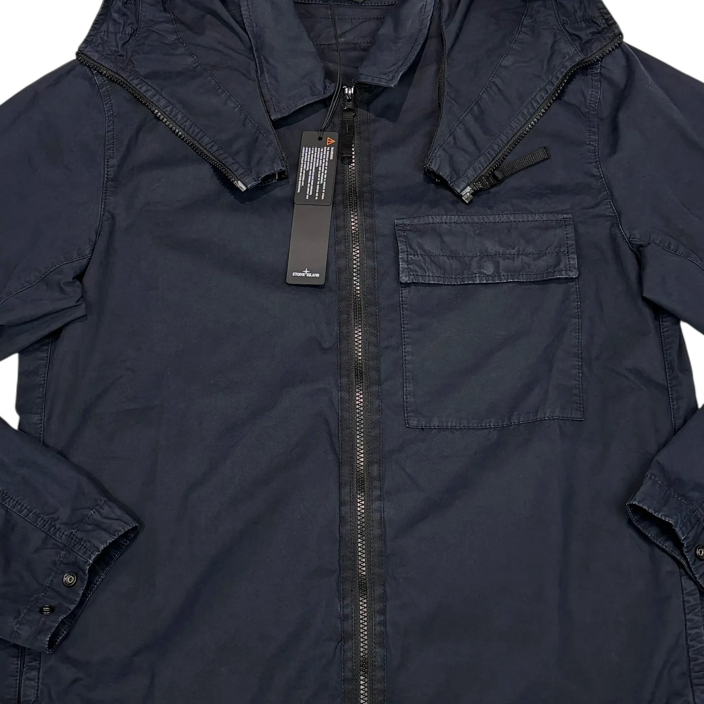 Stone Island Navy Blue Compass Patch with Removable Hooded Jacket