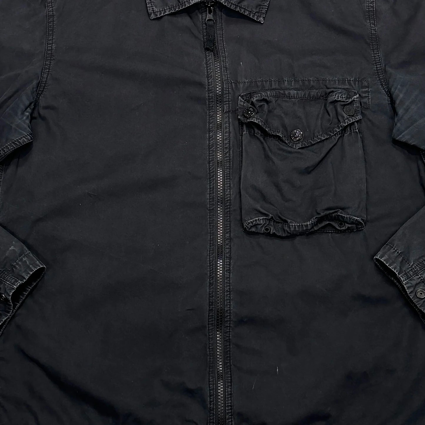 Stone Island Black Compass Patch Collared Overshirt Jacket