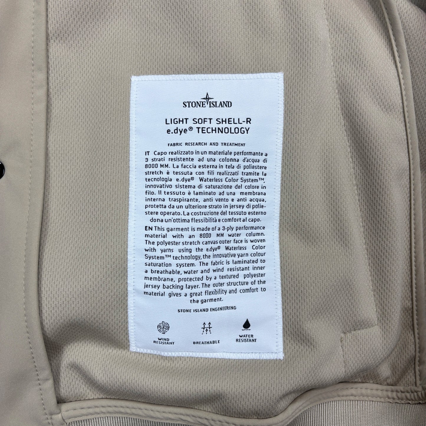 Stone Island Beige Light Soft Shell-R Hooded Jacket
