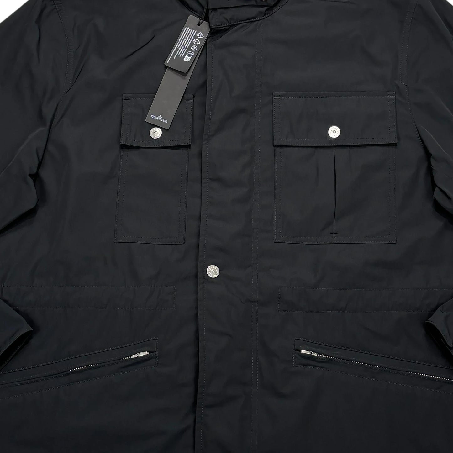 Stone Island Black Micro Twill with Hidden Hood Jacket