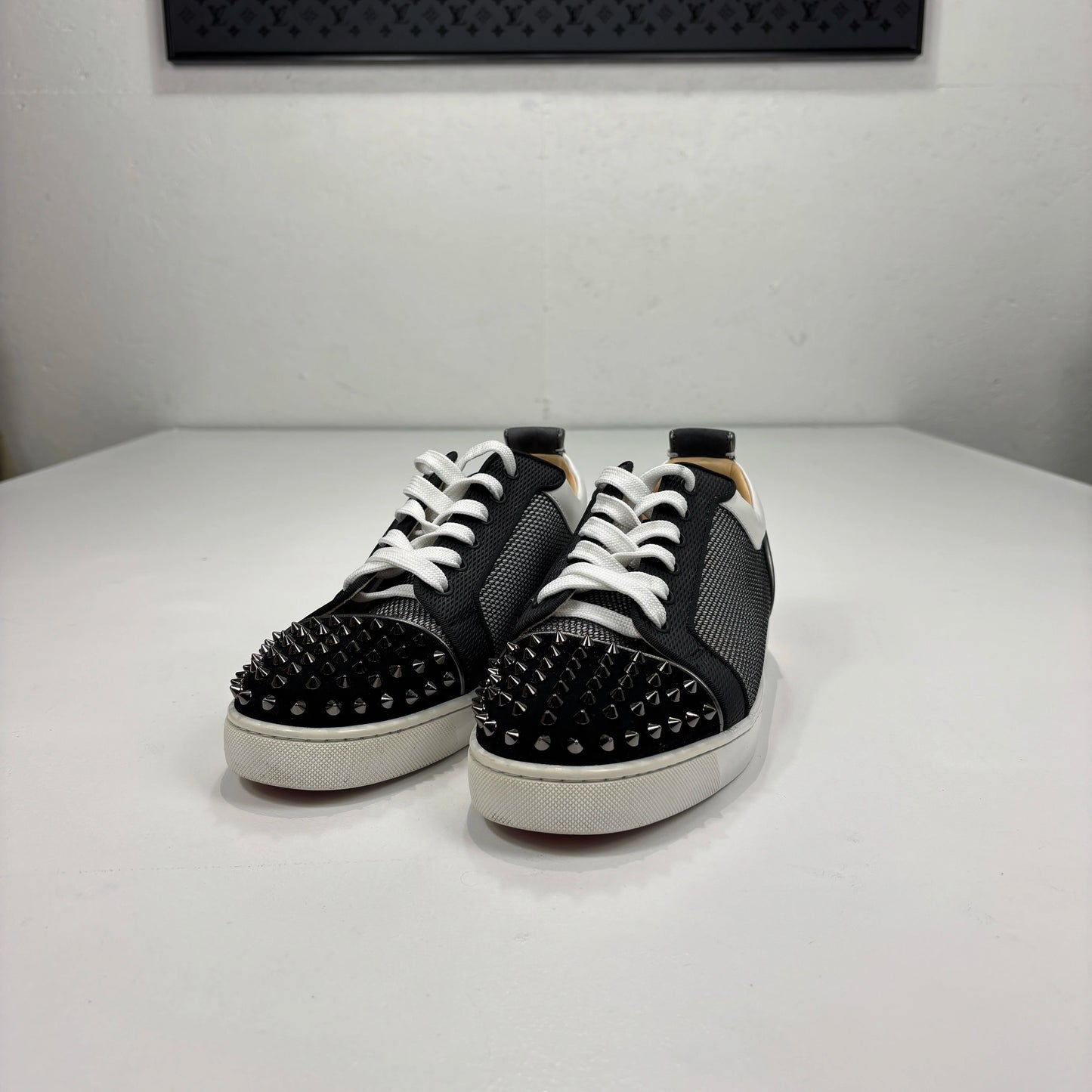 Christian Louboutin Black Spiked with Mesh Trainers