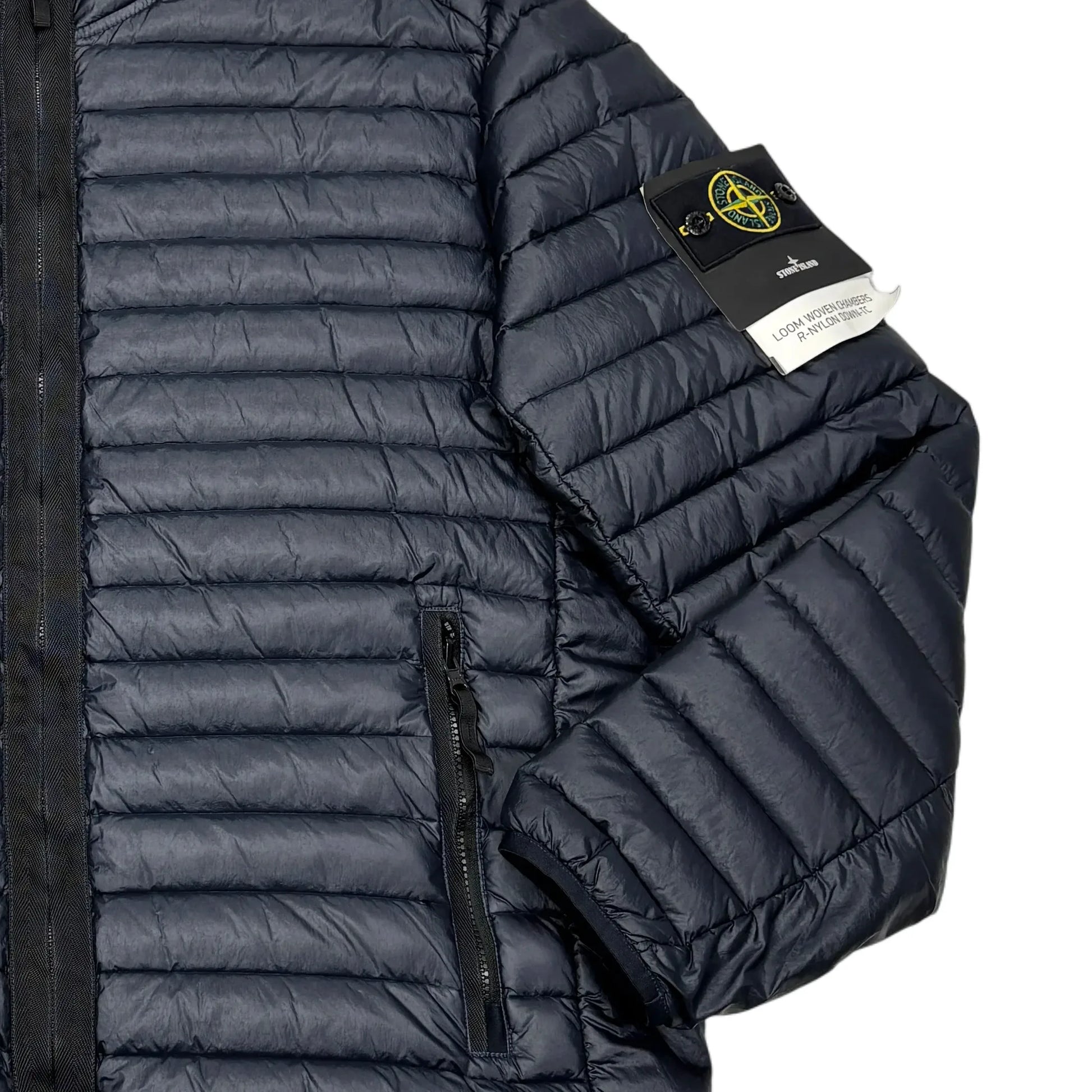 Stone Island Navy Blue Loom Woven Chambers R-Nylon Down-TC Puffer Jacket