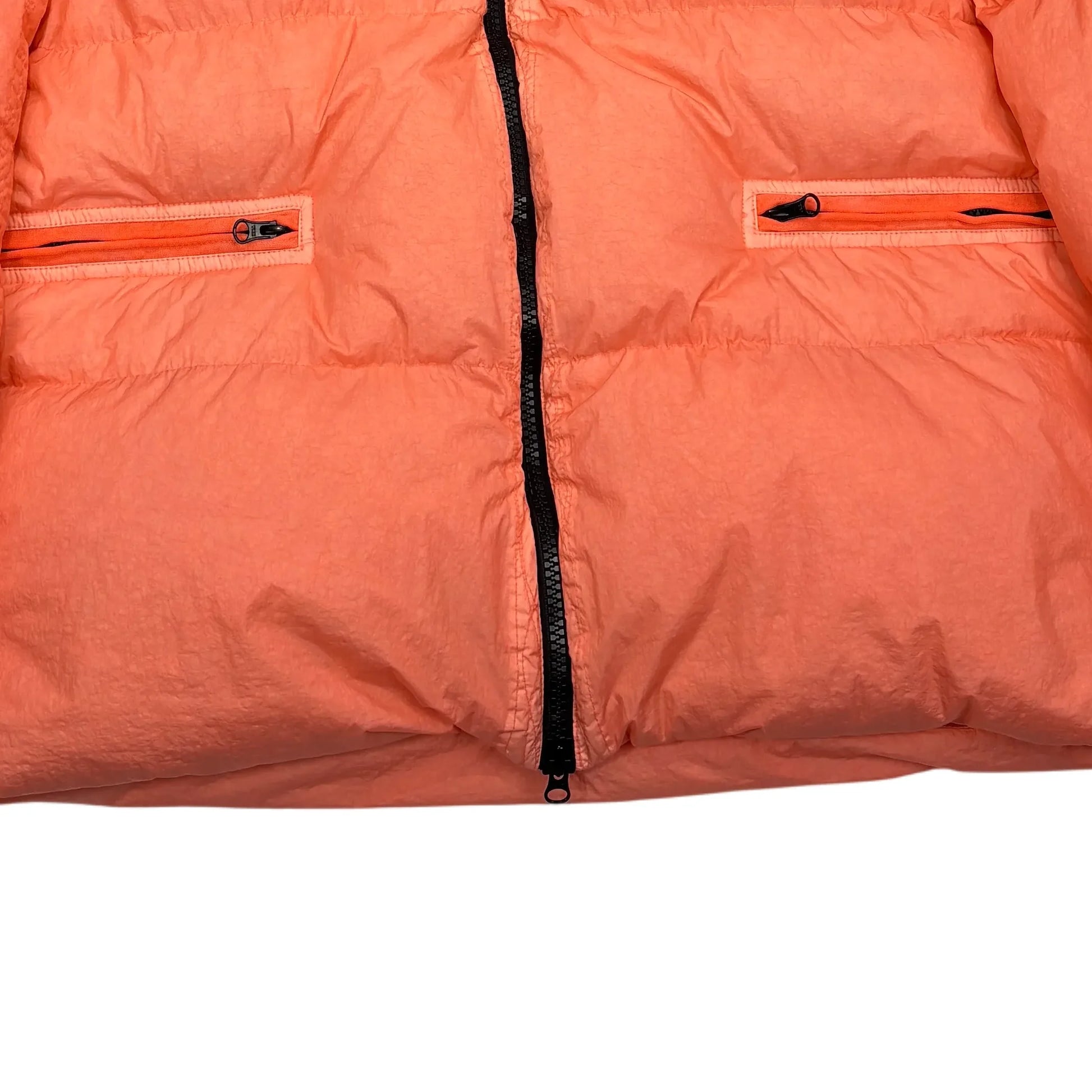 Stone Island Orange Garment Dyed Crinkle Reps R-NY Down Puffer Jacket
