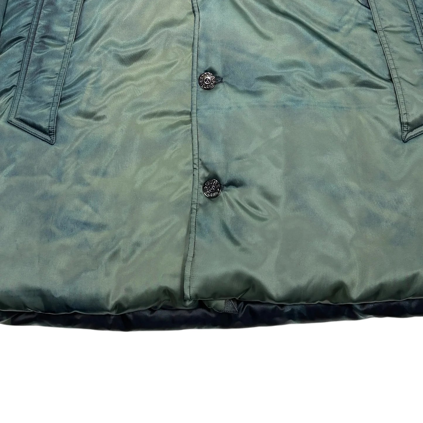 Stone Island Green Hand Corrosion On Nylon Twill Hooded Padded Coat