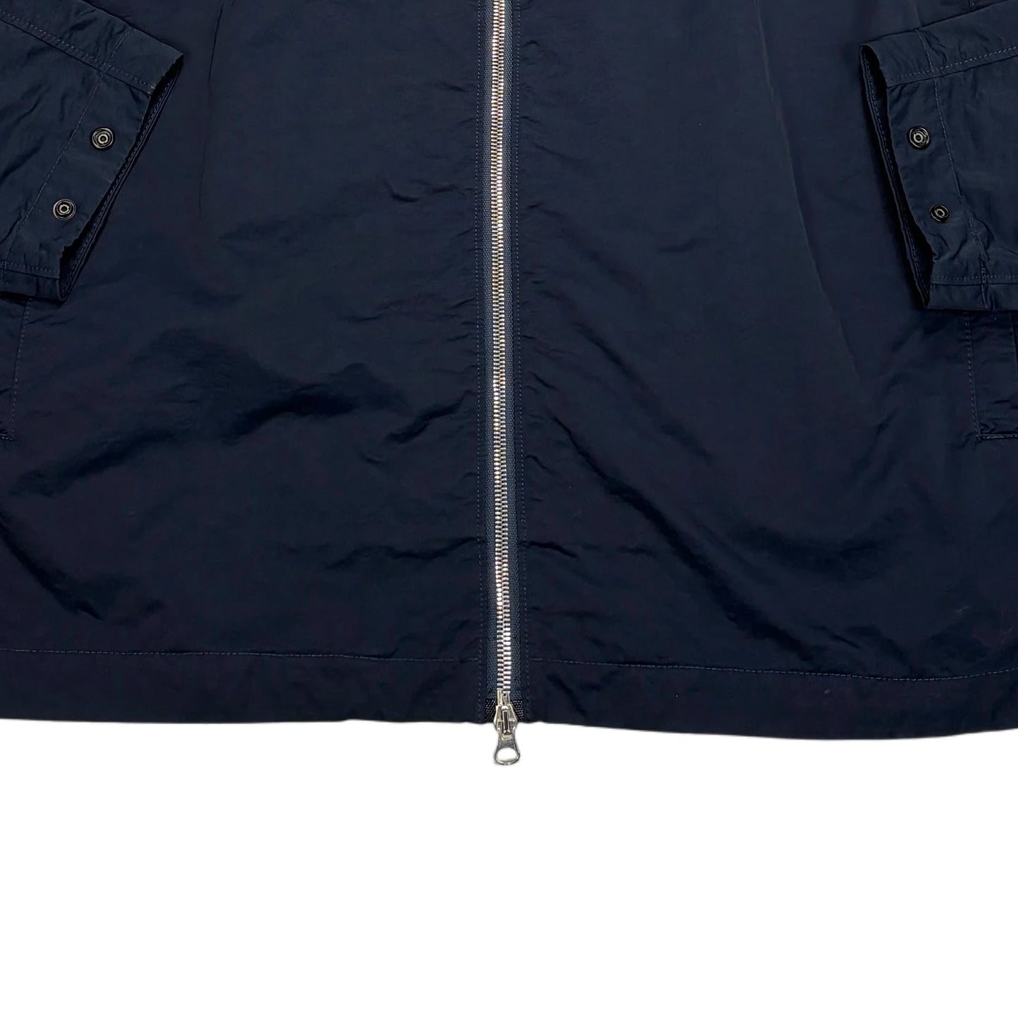 Stone Island Navy Blue Nylon Batavia-TC Hoodless Zip Jacket