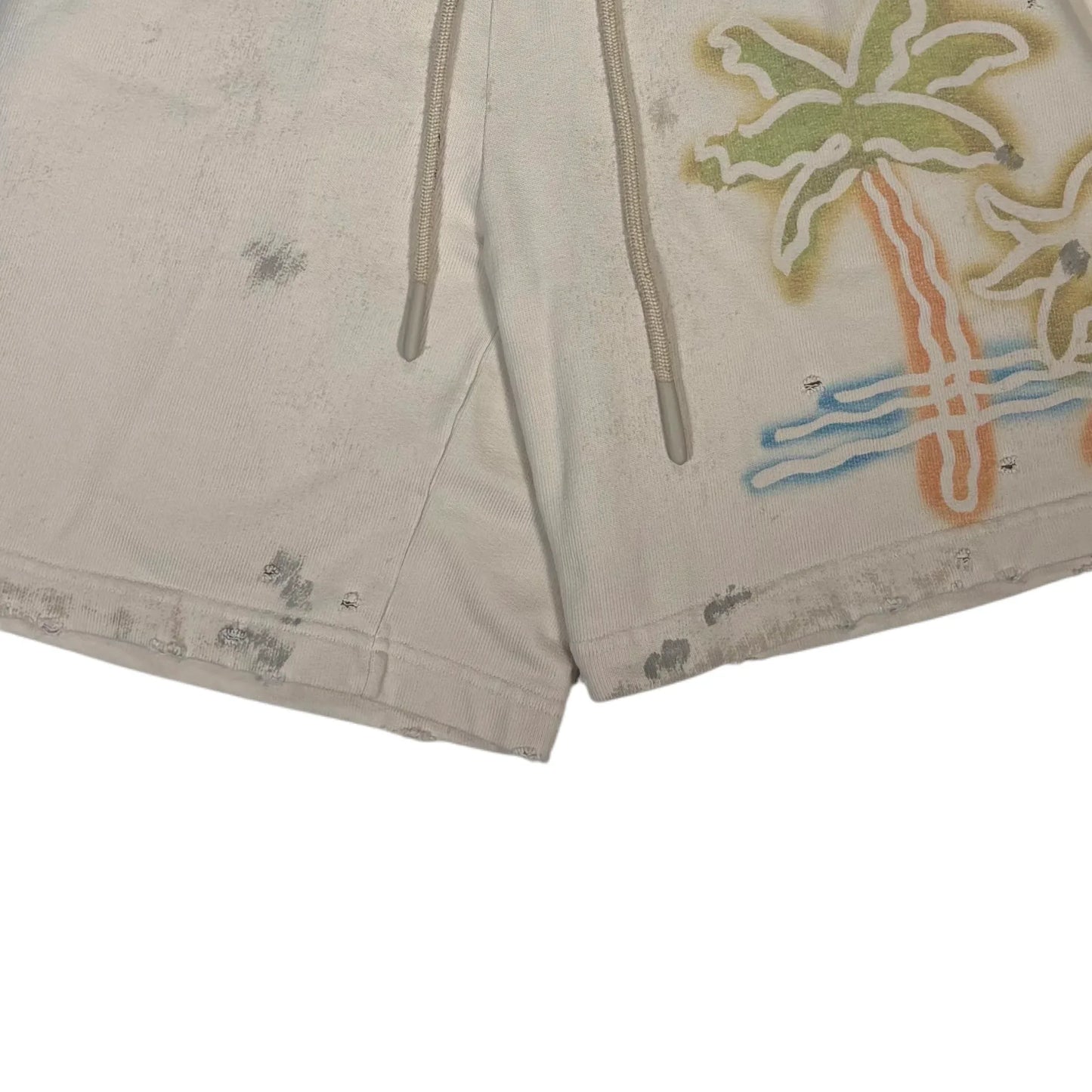 Palm Angels Beige Front and Rear Graphic Design Shorts