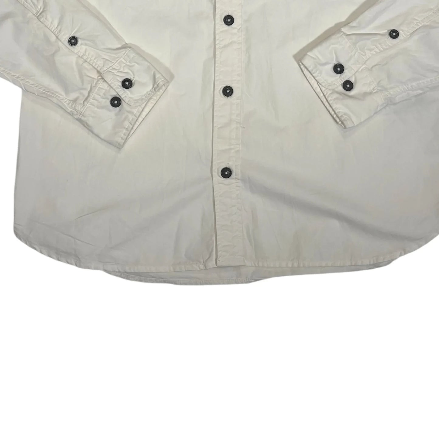 CP Company White Long Sleeve Button-up Single Goggle Shirt