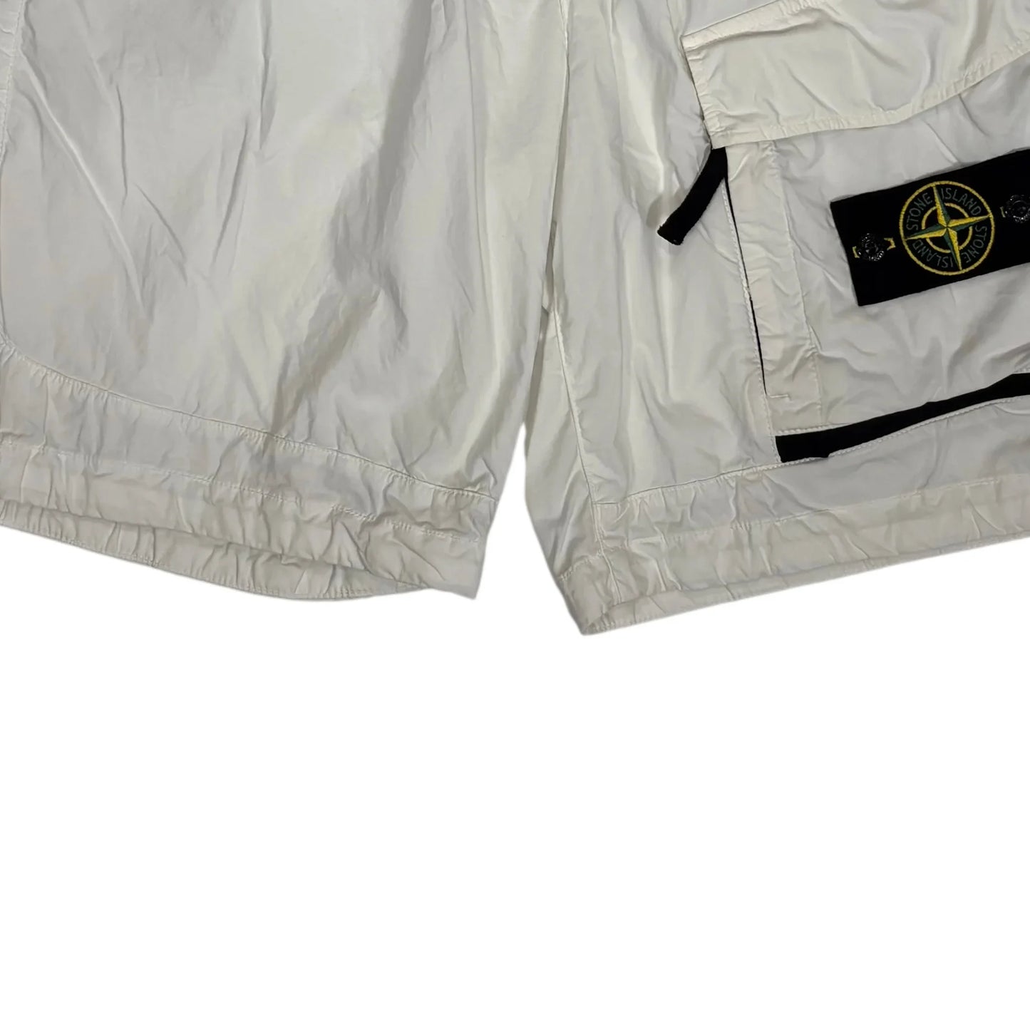 Stone Island White Compass Patch Cargo Shorts