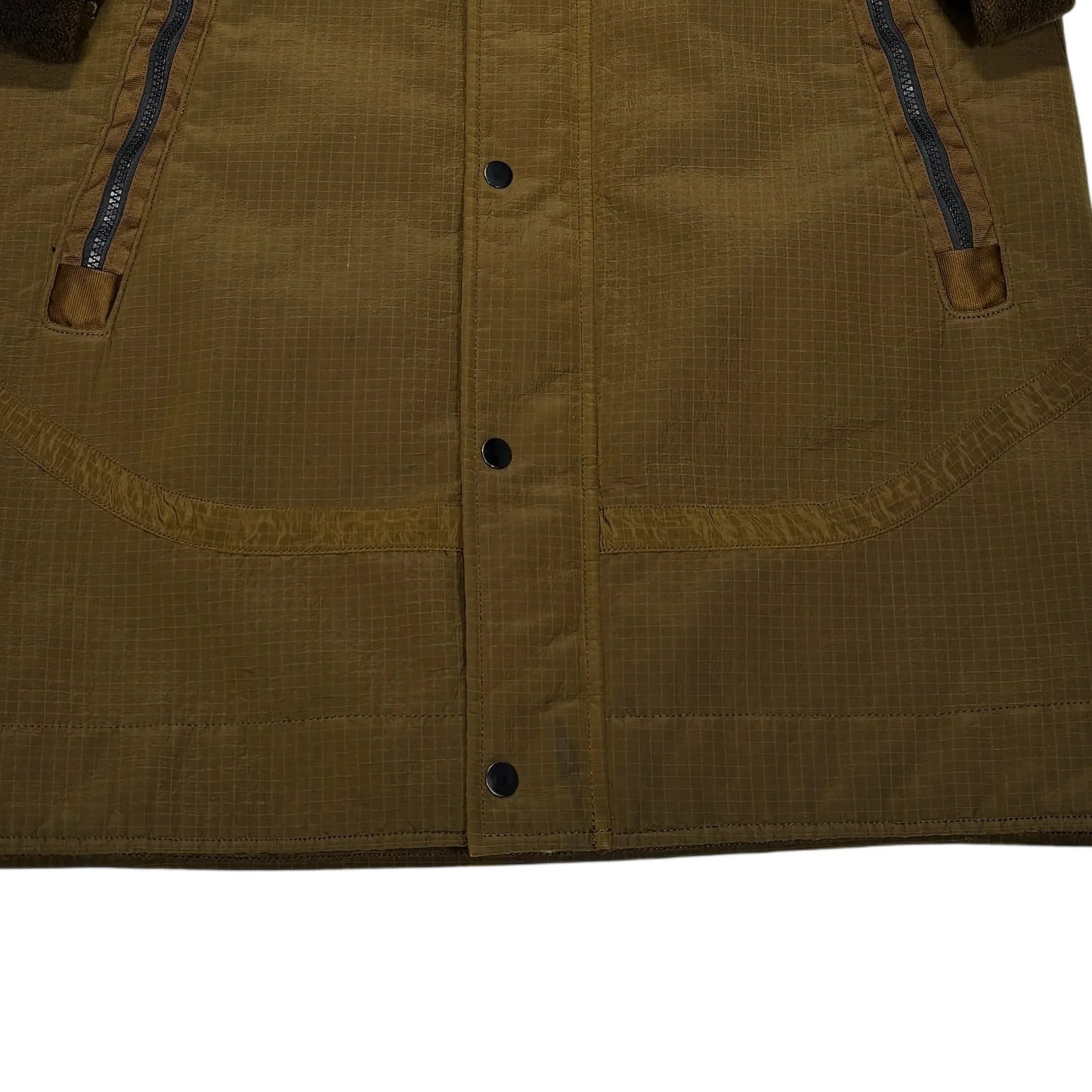 Nike X Stone Island Brown Jacquard Grid On Wool Fur Coat