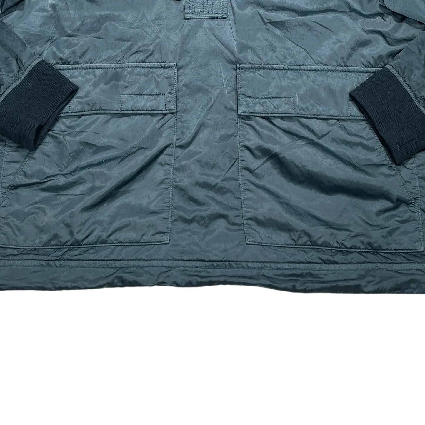 Stone Island Blue Hooded Compass Patch Half Zip Jacket