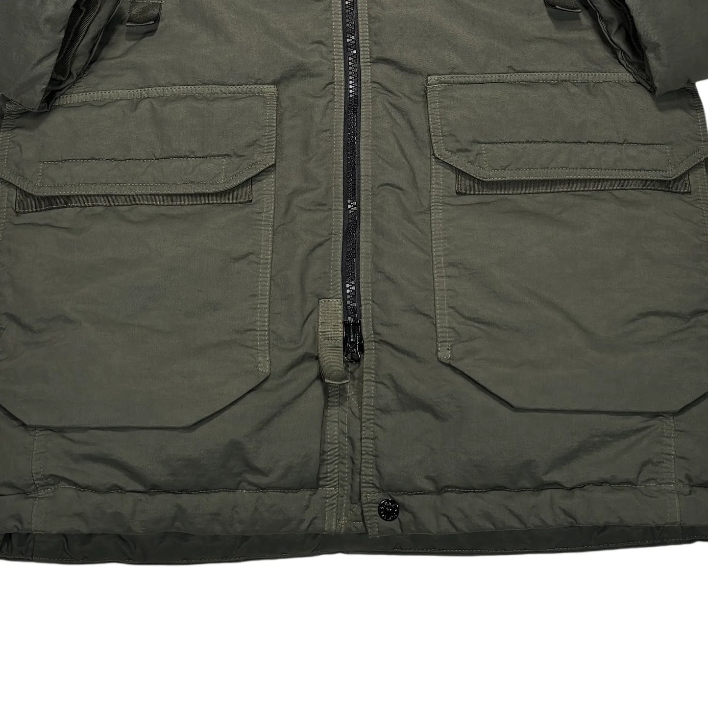 Stone Island Green Opaque Nylon Twill Down-TC Compass Patch Parka Coat