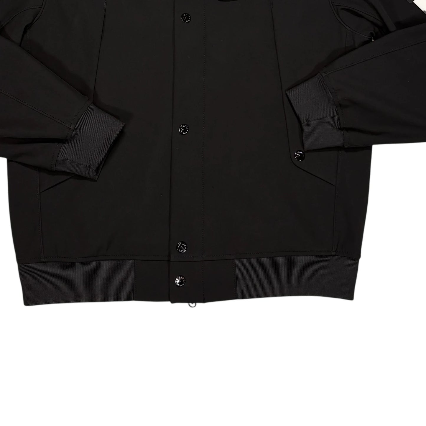 Stone Island Black Compass Patch Light Soft Shell-R e.dye Technology in Recycled Polyester Hooded Jacket