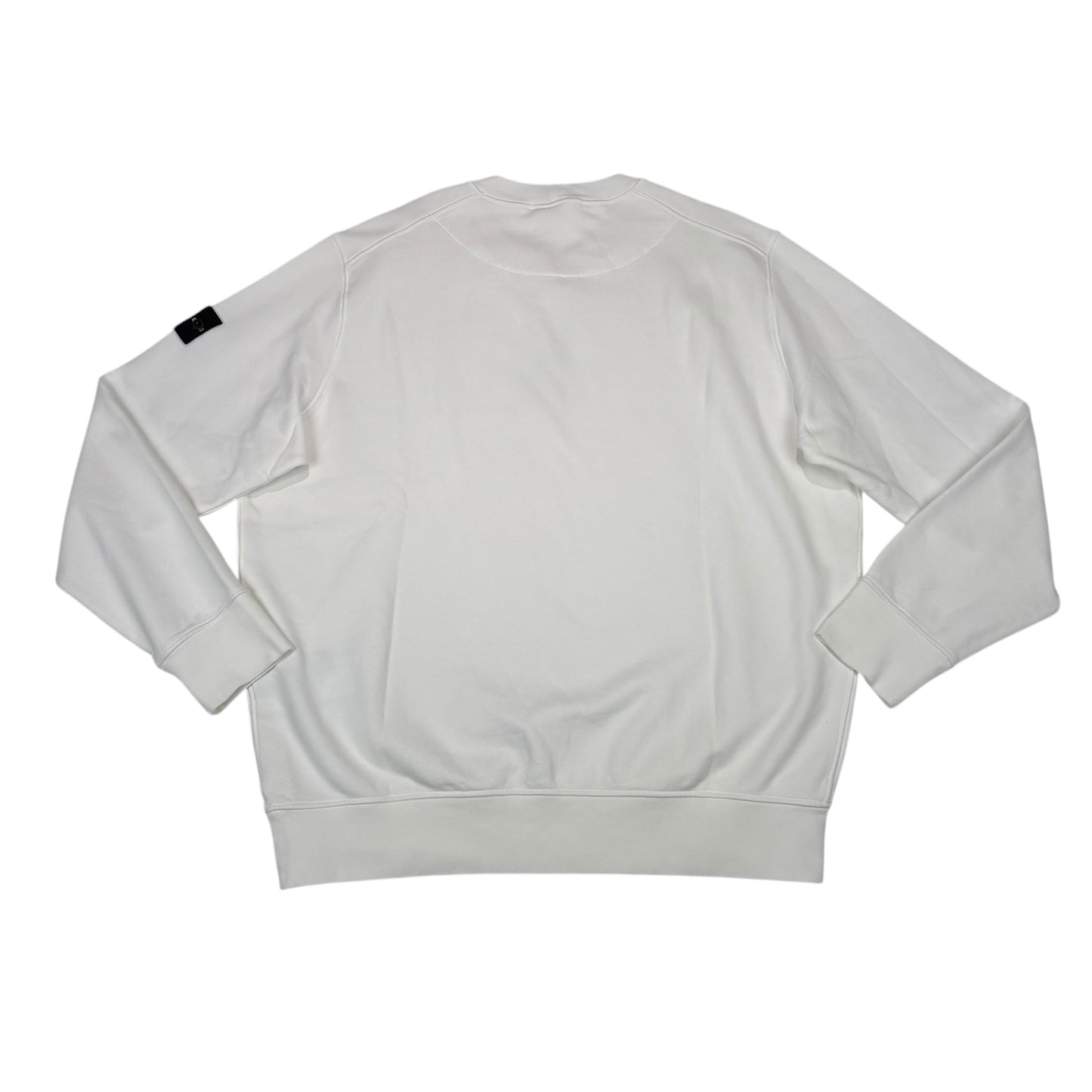 Stone Island White Compass-Patch Crew Neck Jumper
