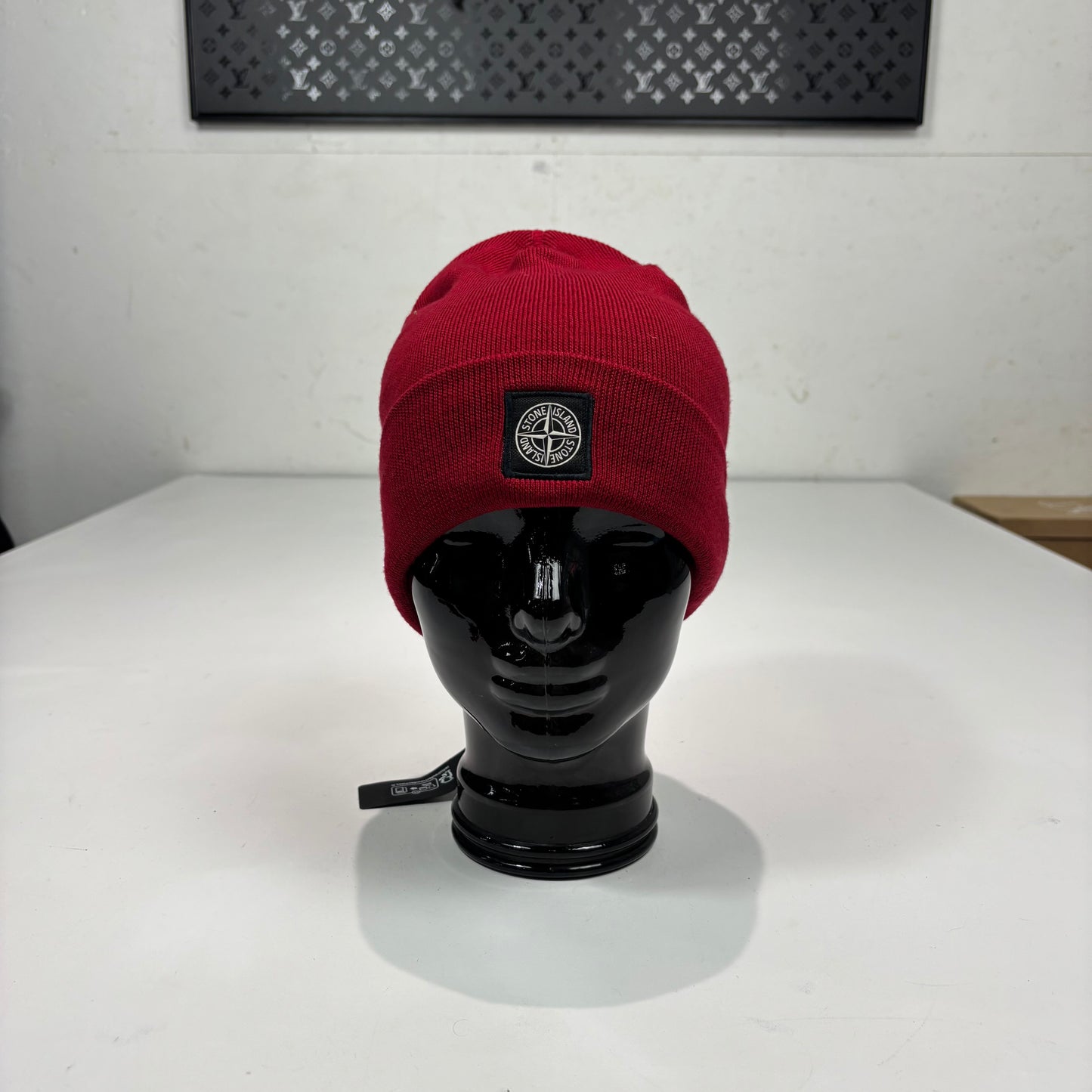 Stone Island Red Patch Logo beanie