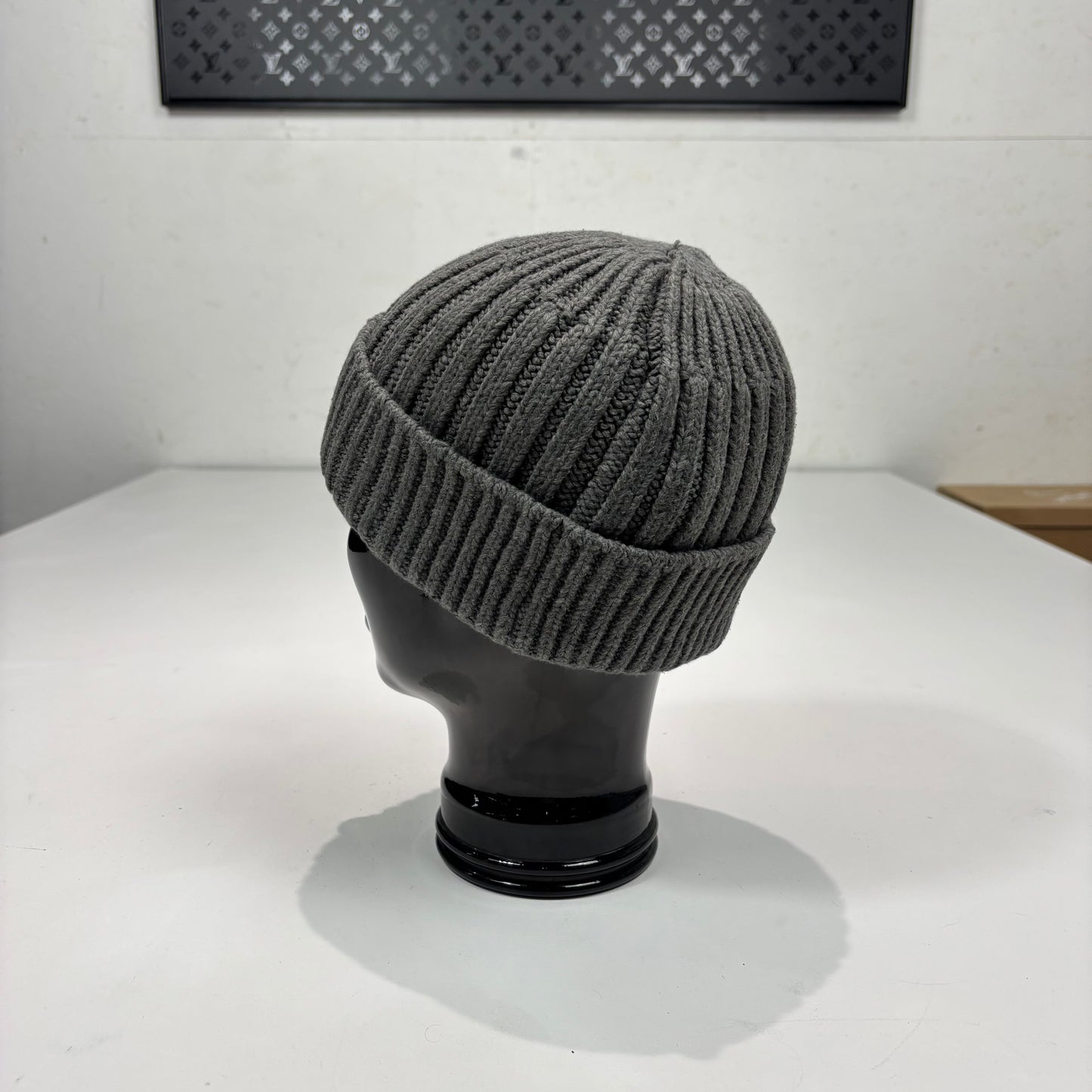 Stone Island Grey Patch Logo Cotton Beanie