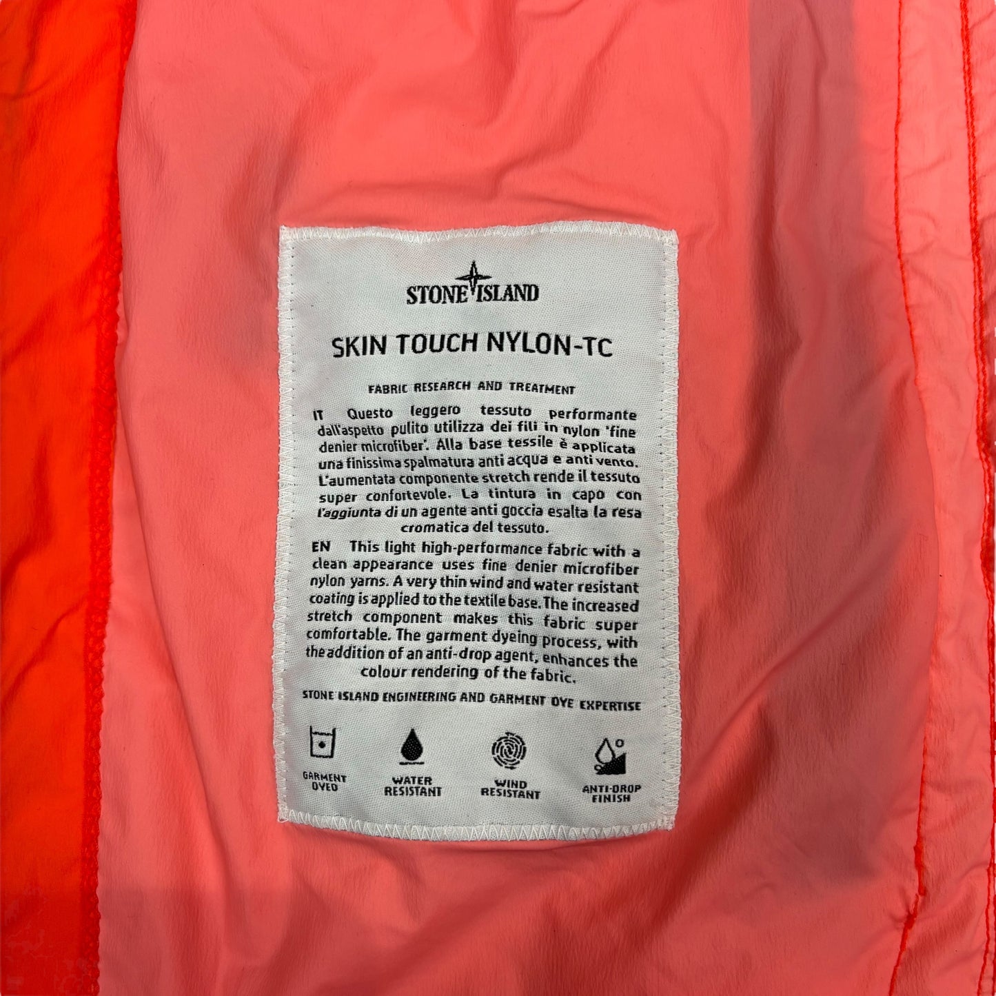 Stone Island Orange Skin Touch Zip Up jacket
